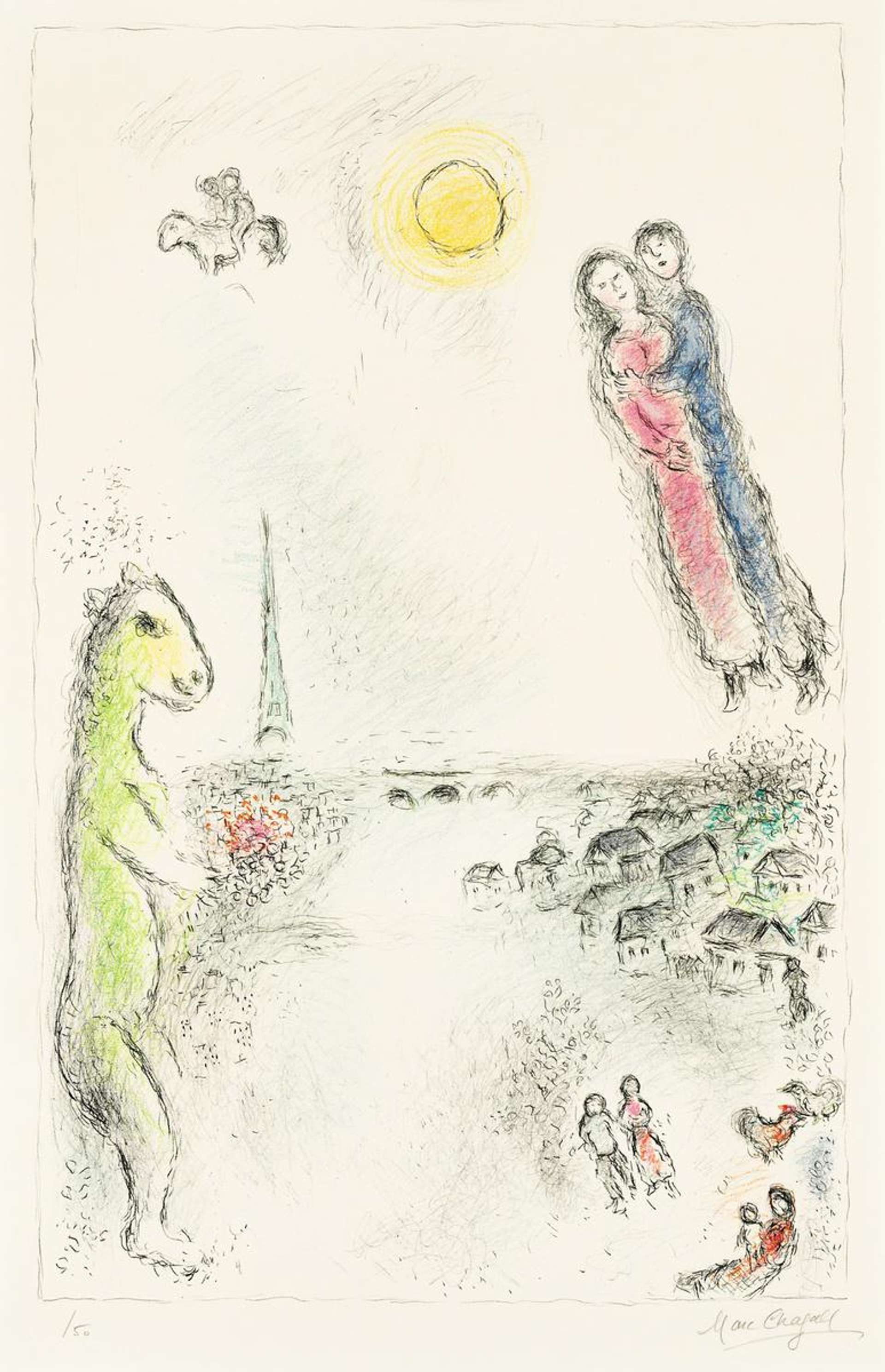 Marc Chagall: Les Deux Rives - Signed Print