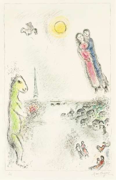 Marc Chagall: Les Deux Rives - Signed Print