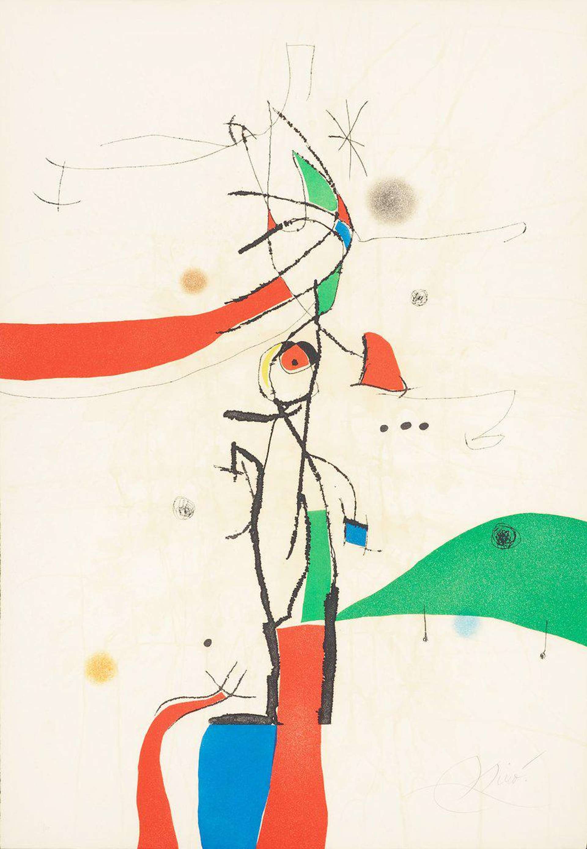 Joan Miró: Demi Mondaine Sa Fenêtre - Signed Print
