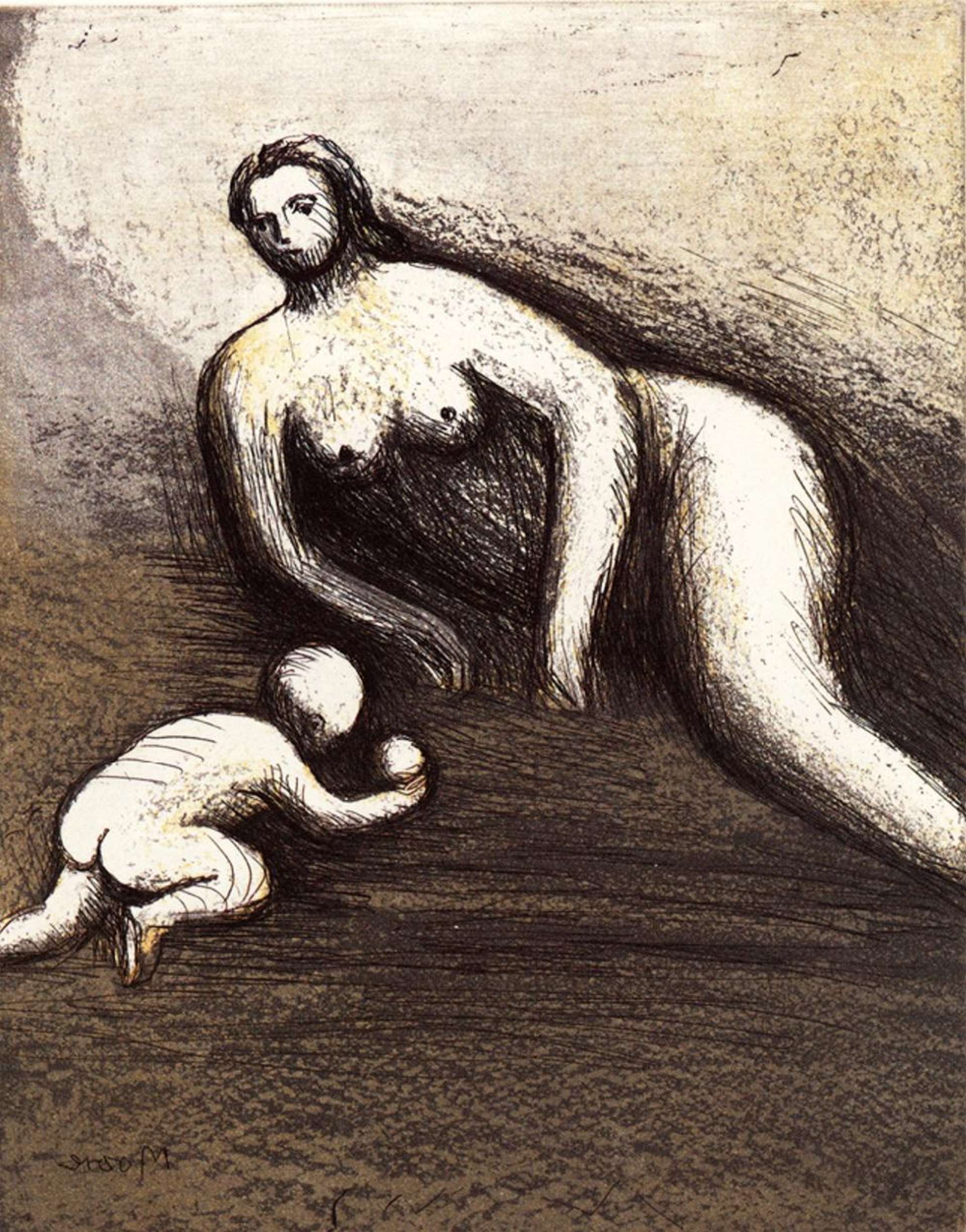 Mother And Child VI - Signed Print by Henry Moore 1983 - MyArtBroker