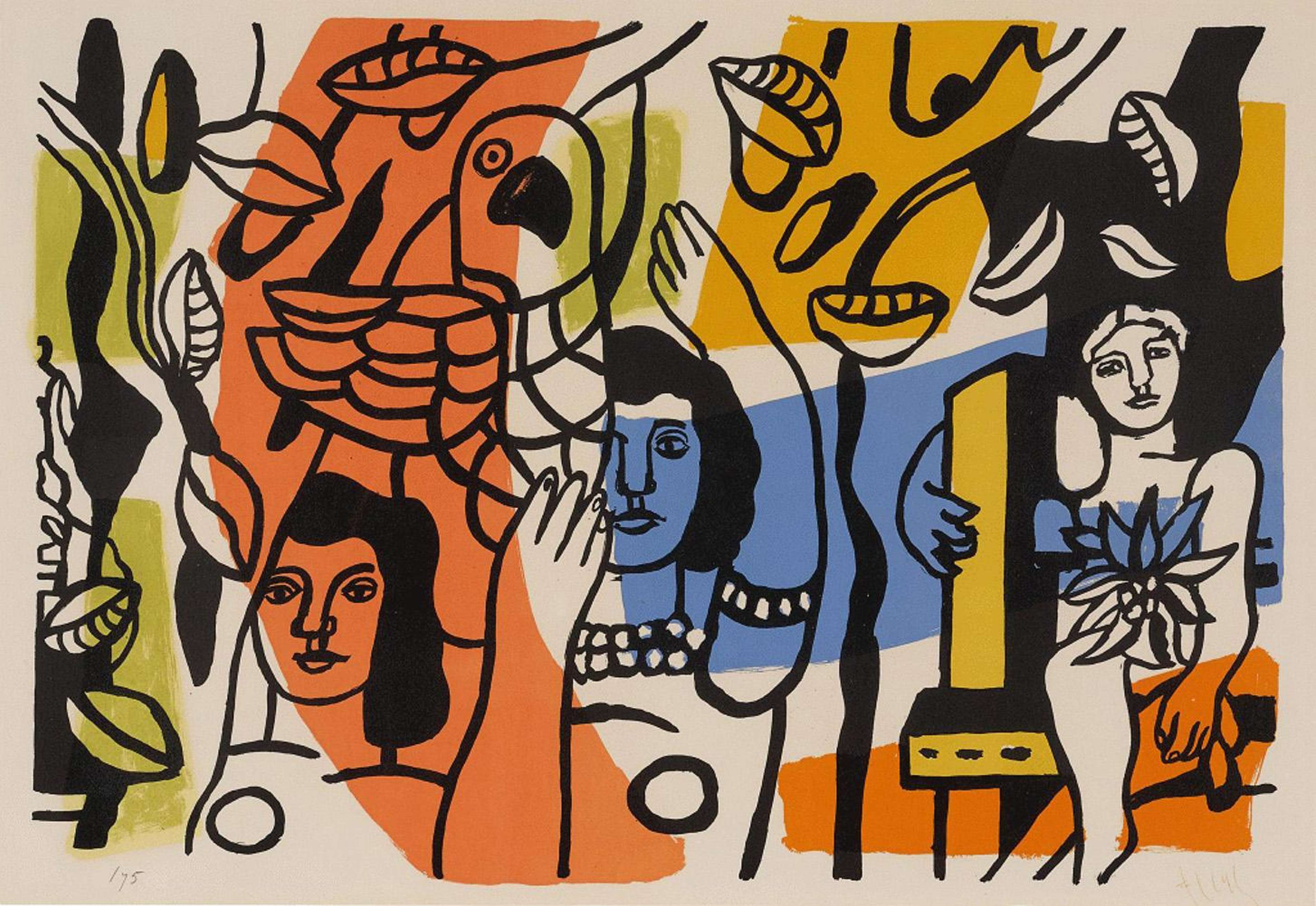 Les Femmes Au Perroquet - Signed Print by Fernand Leger 1952 - MyArtBroker