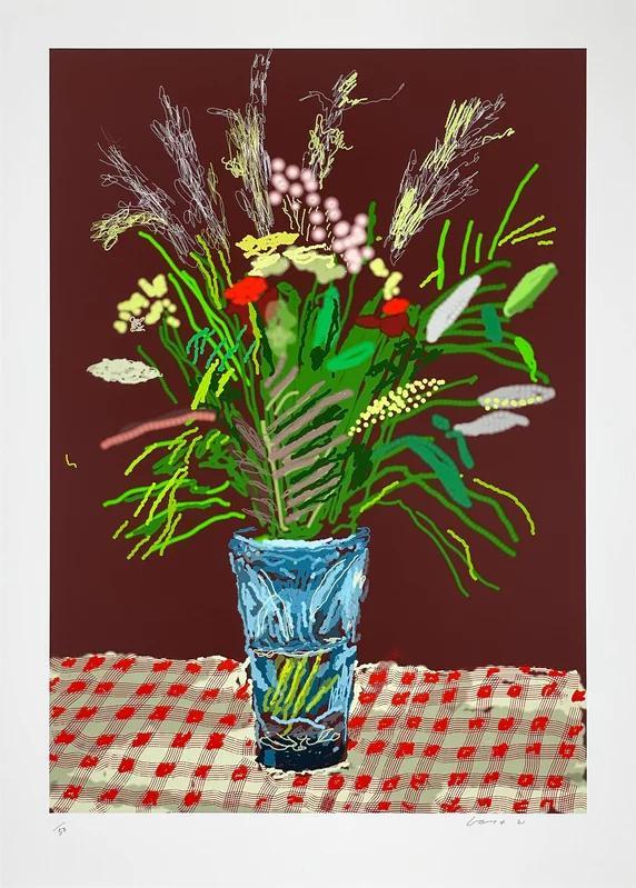 David Hockney 27th February 2021, Tall Flowers In A Tall Vase