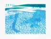 Lithograph Of Water Made Of Thick And Thin Lines And Two Light Blue Washes - Signed Print