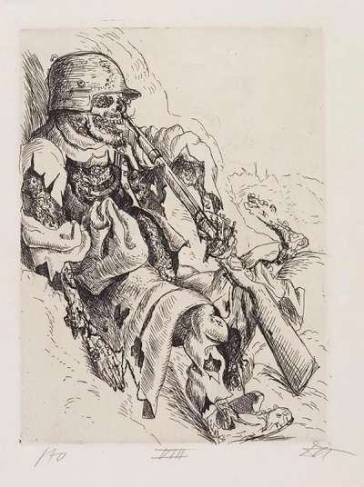 Dead Sentry In The Trench - Signed Print by Otto Dix 1924 - MyArtBroker