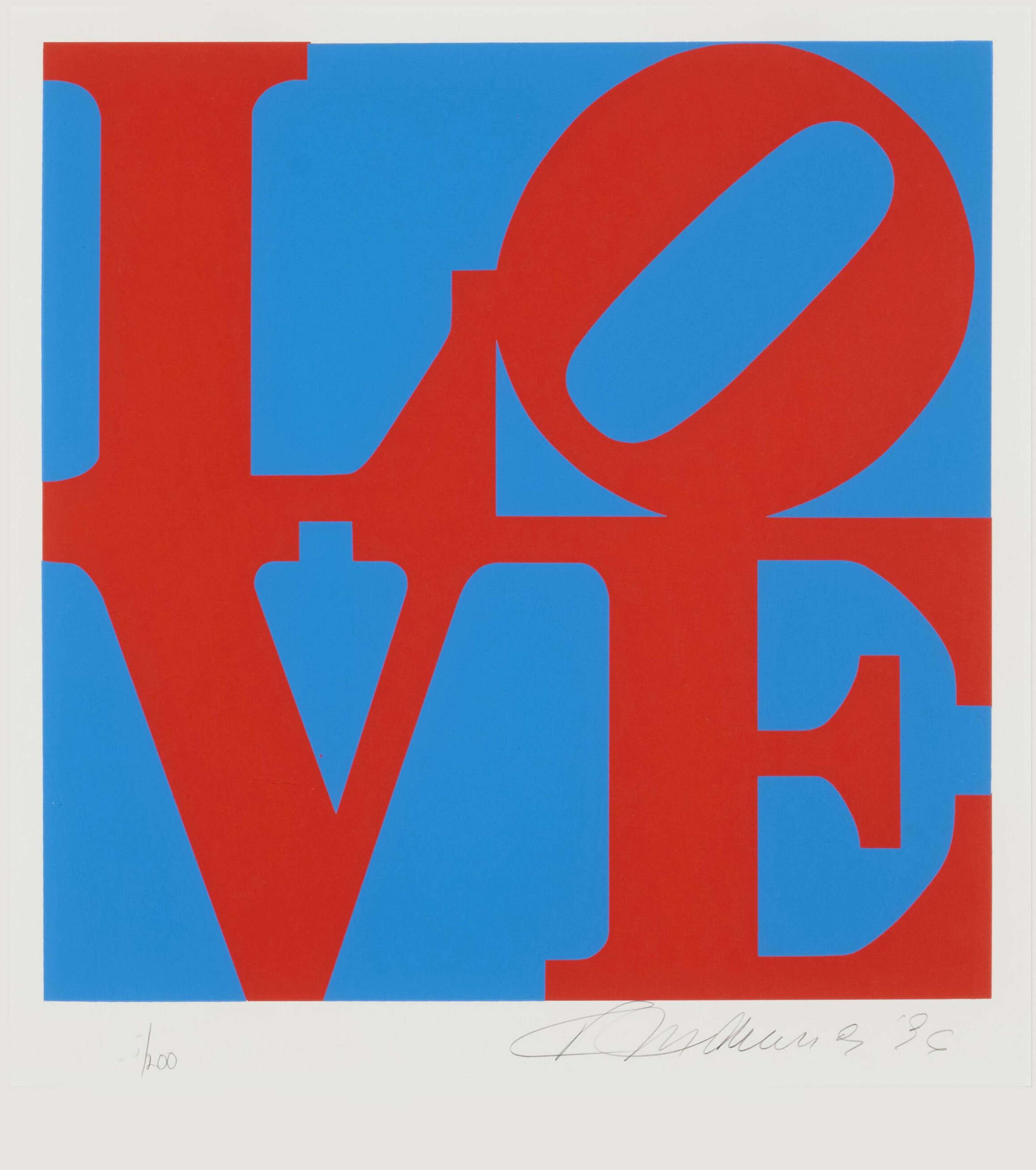 The Book Of Love (red and blue) - Signed Print by Robert Indiana 1996 - MyArtBroker