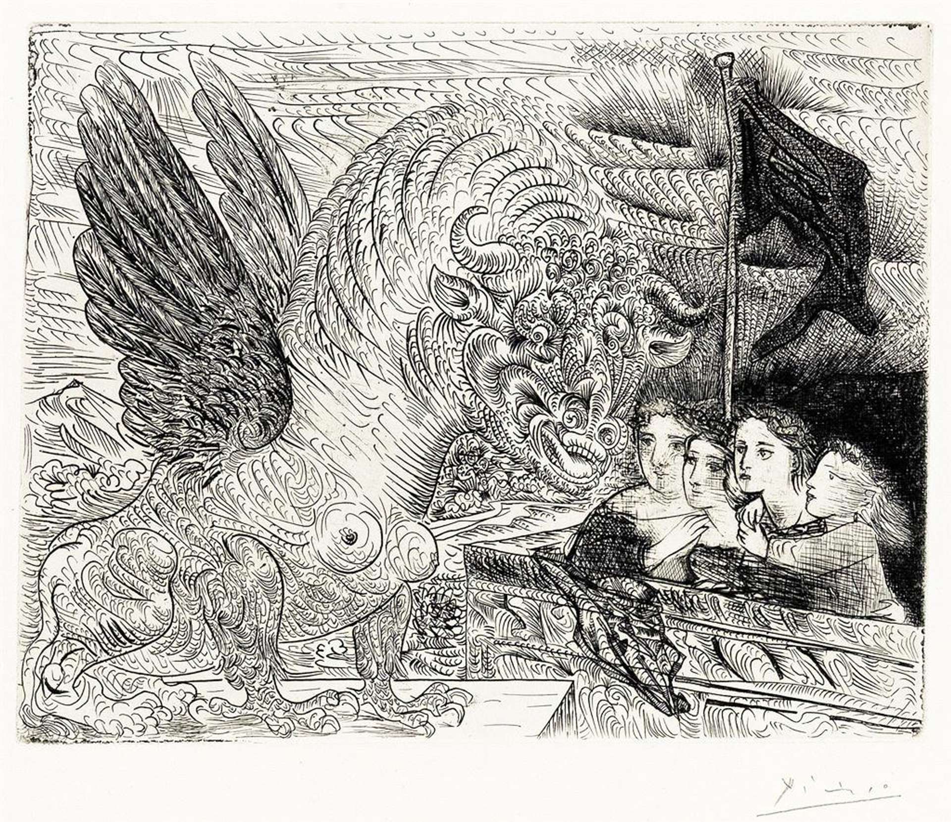 Taureau Ailé Contemplé Par Quatre Enfants - Signed Print by Pablo Picasso 1934 - MyArtBroker
