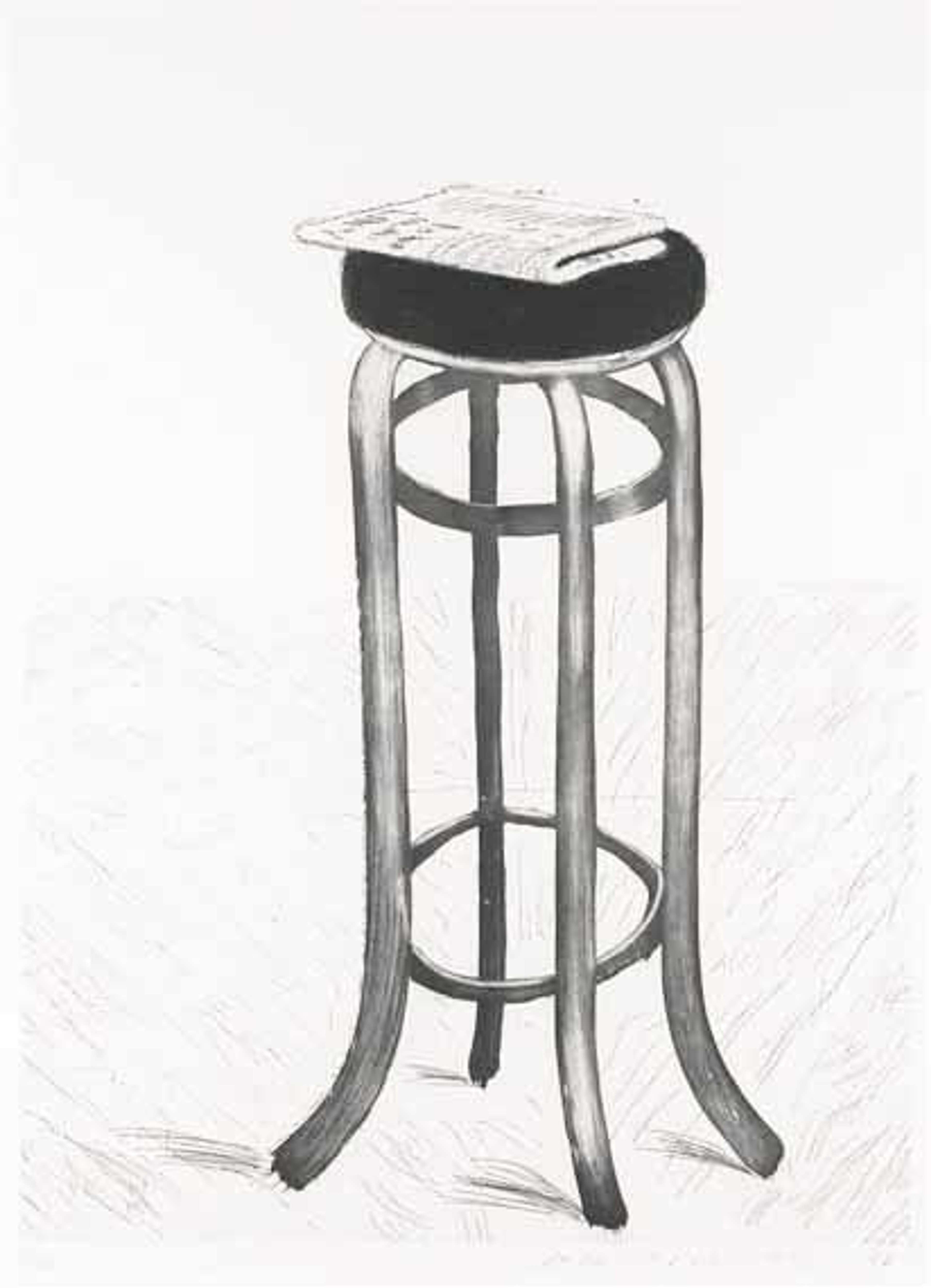 Steel Stool With Newspaper - Signed Print