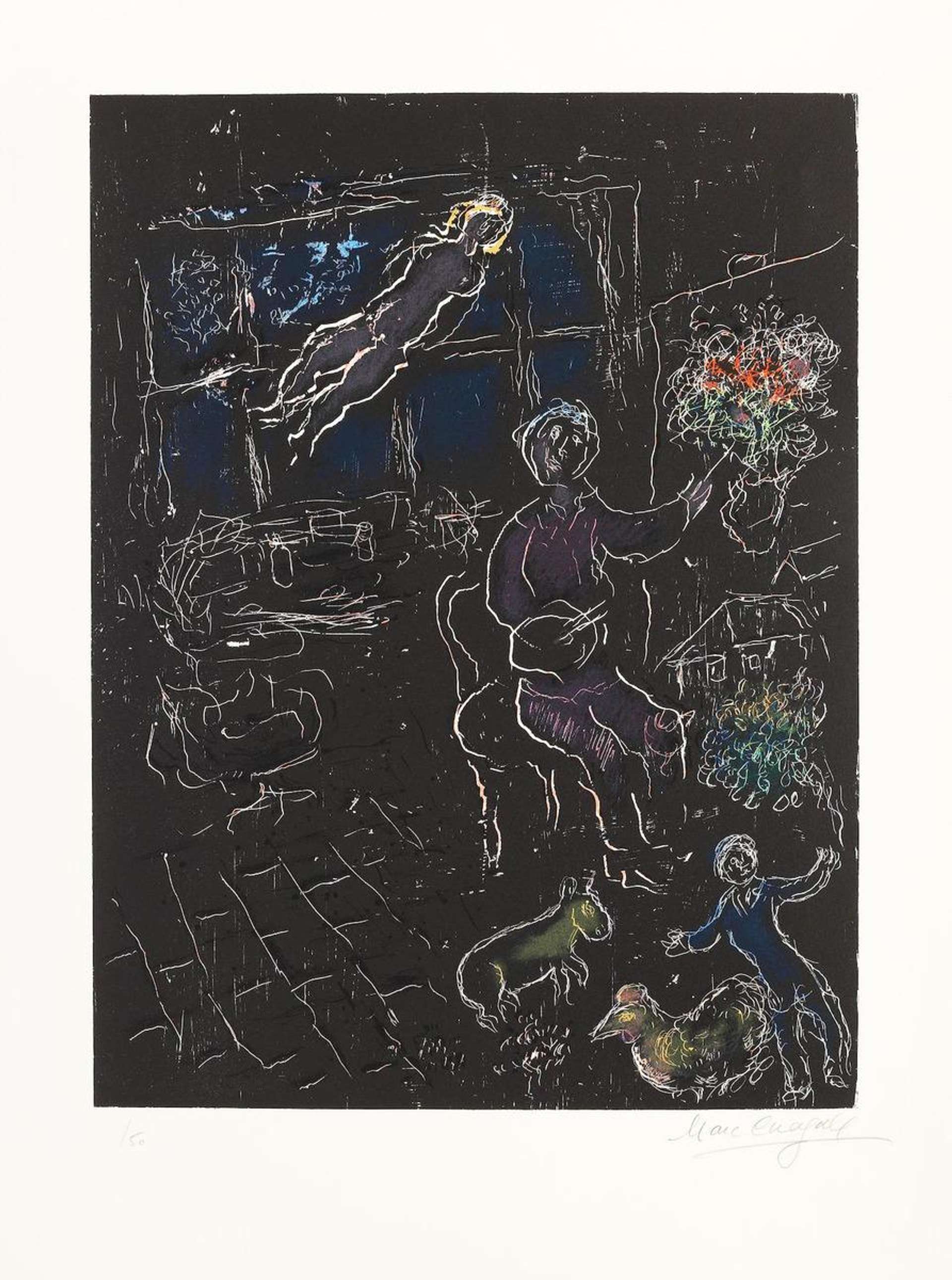 Atelier De Nuit - Signed Print by Marc Chagall 1980 - MyArtBroker