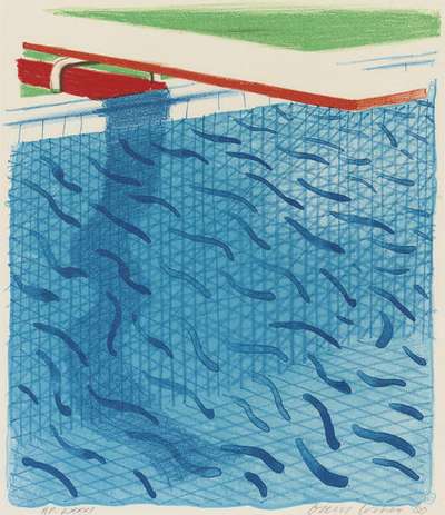 Pool Made With Paper And Blue Ink For Book (AP) - Signed Print by David Hockney 1980 - MyArtBroker