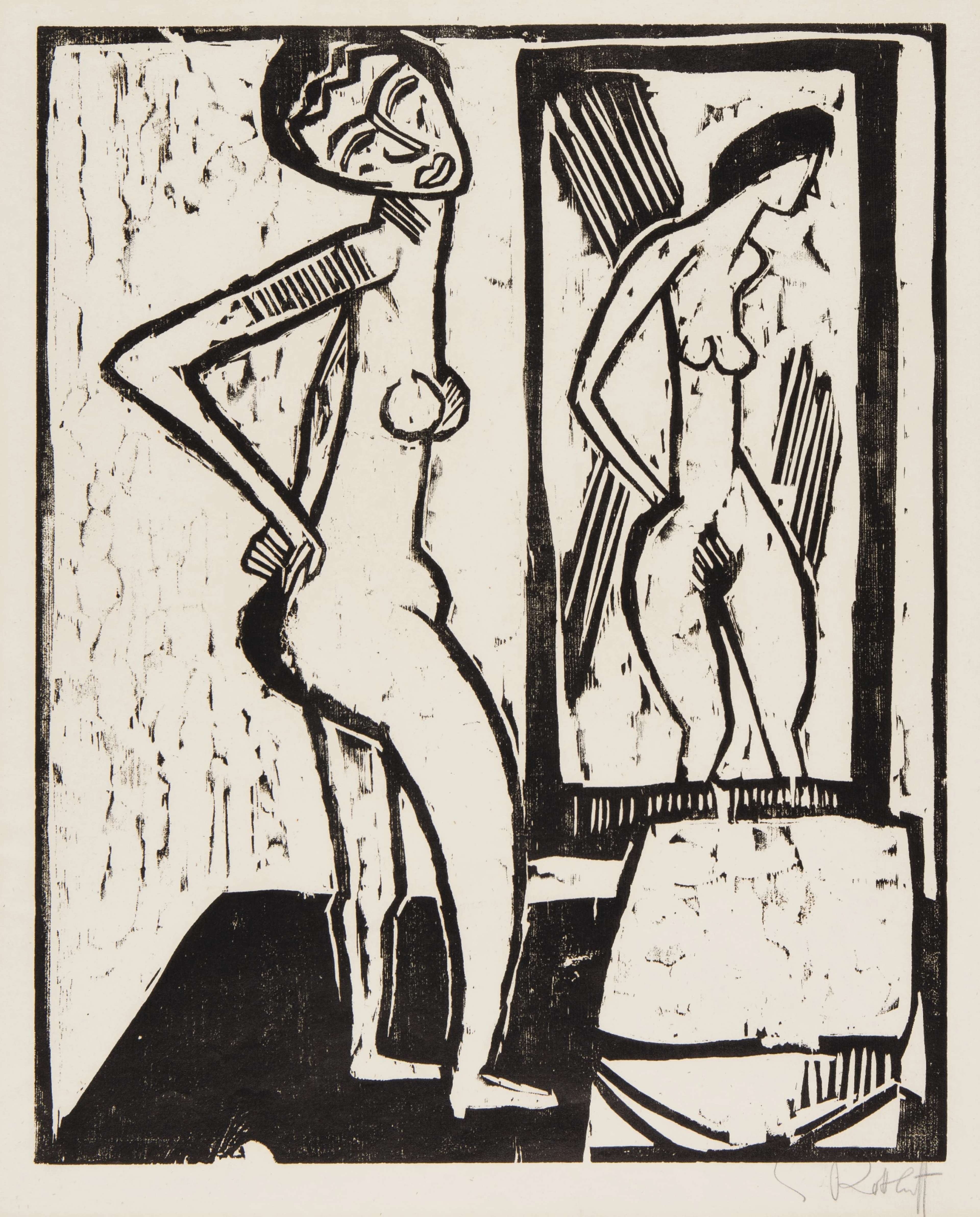 Mädchen Vor Dem Spiegel - Signed Print by Karl Schmidt-Rottluff 1914 - MyArtBroker