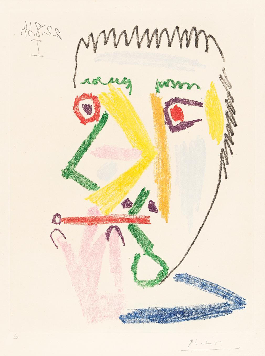 Pablo Picasso Fumeur À La Cigarette Rouge (Signed Print) 1964