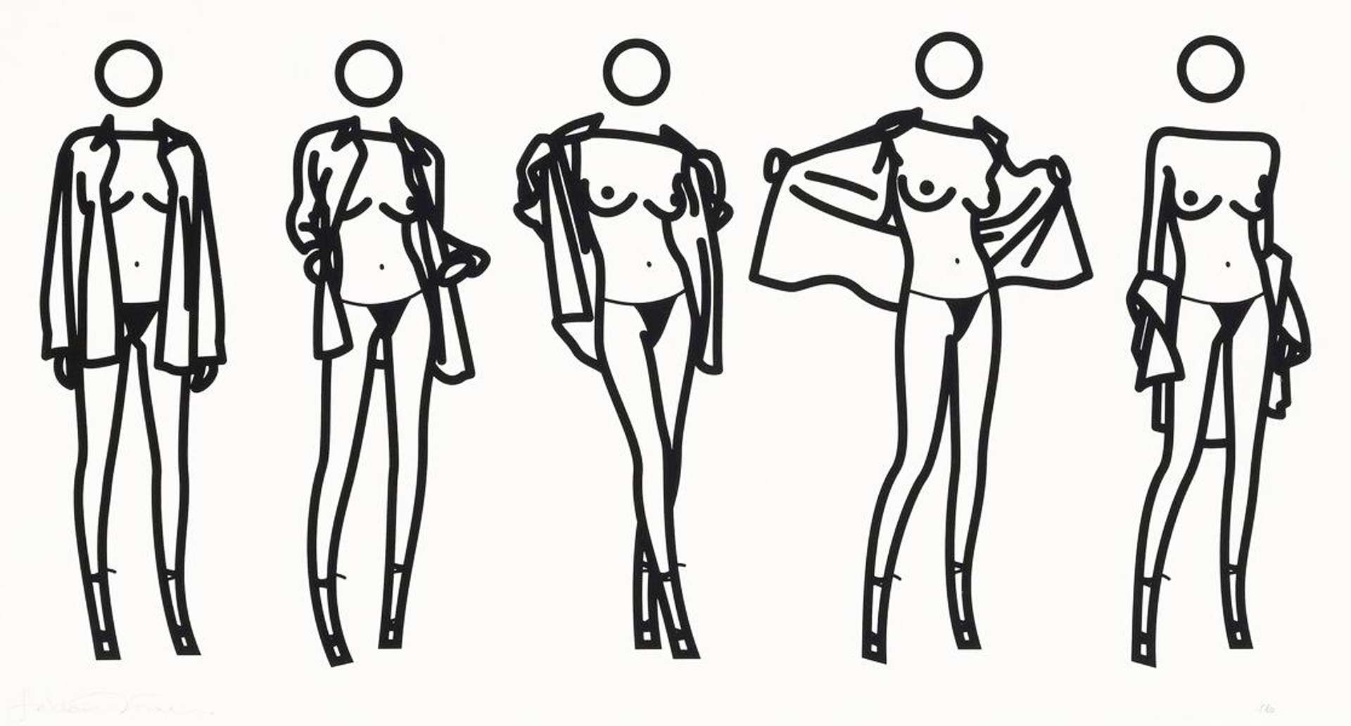 Woman Taking Off A Man's Shirt In Five Stages - Signed Print by Julian Opie 2004 - MyArtBroker