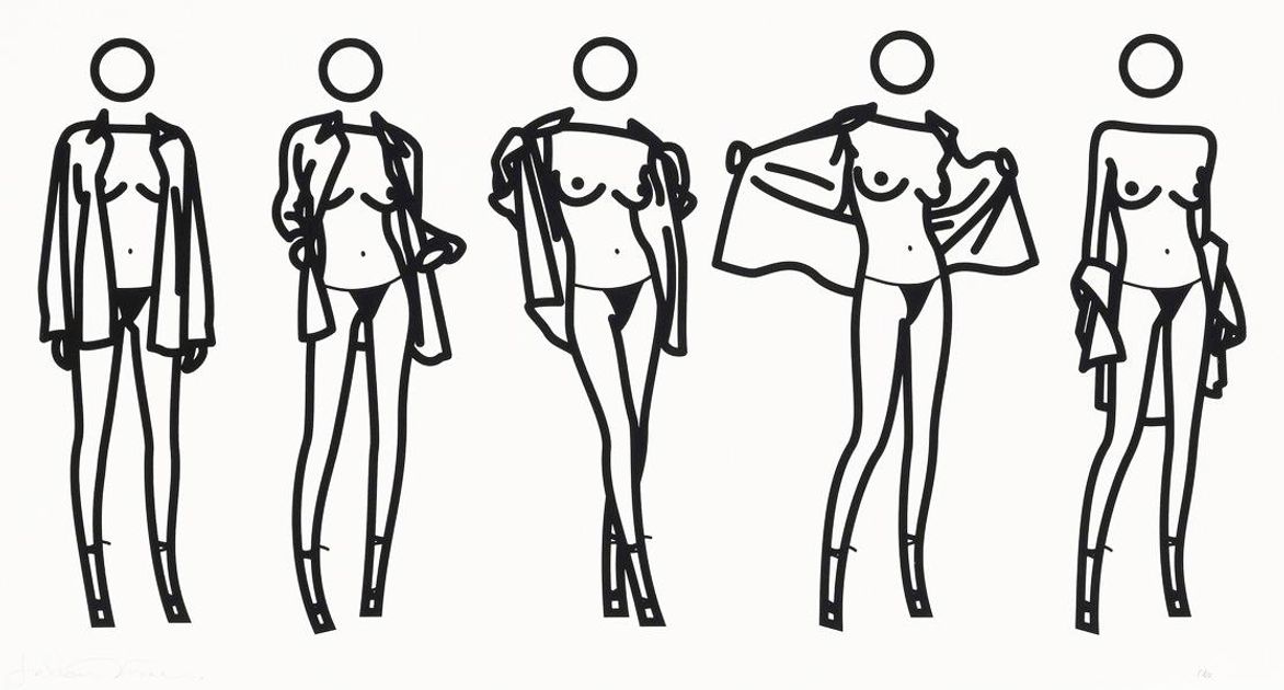 Julian Opie Woman Taking Off A Man 