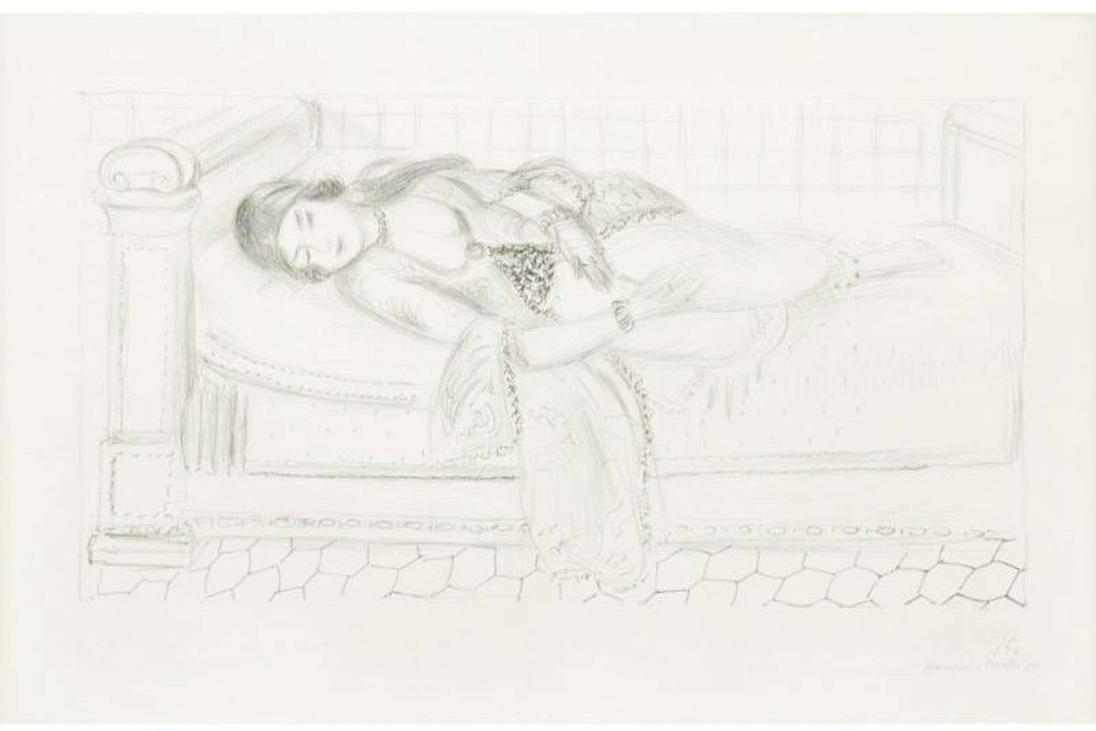 Orientale Sur Lit De Repos Sol De Carreaux Rouges - undefined by Henri Matisse 1929 - MyArtBroker