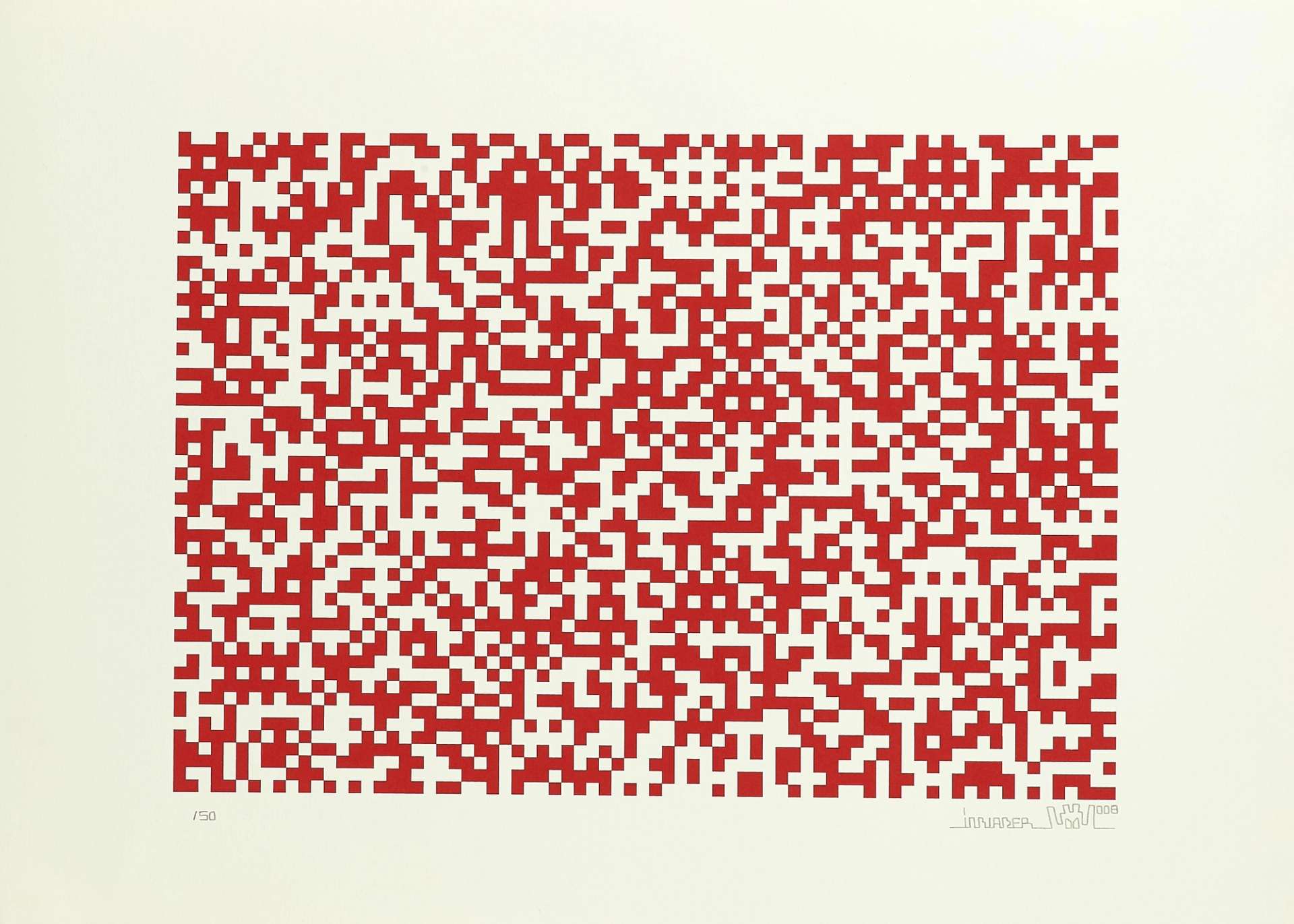 Binary Code (red) - Signed Print by Invader 2007 - MyArtBroker