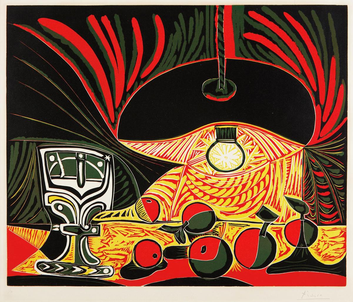 Pablo Picasso Nature Morte Au Verre Sous La Lampe (Signed Print