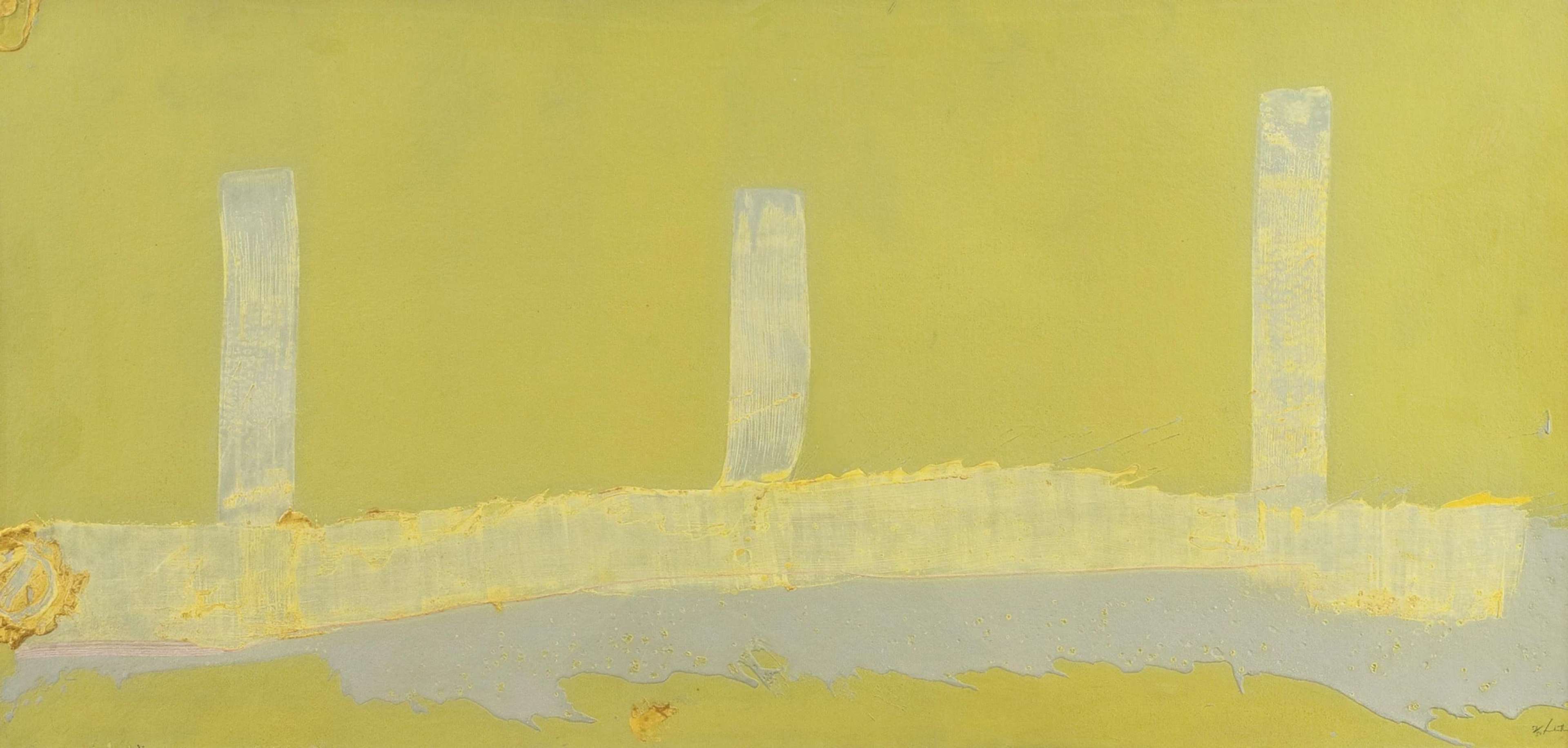 Helen Frankenthaler’s Hermes. An abstract expressionist relief print of an abstract yellow landscape.