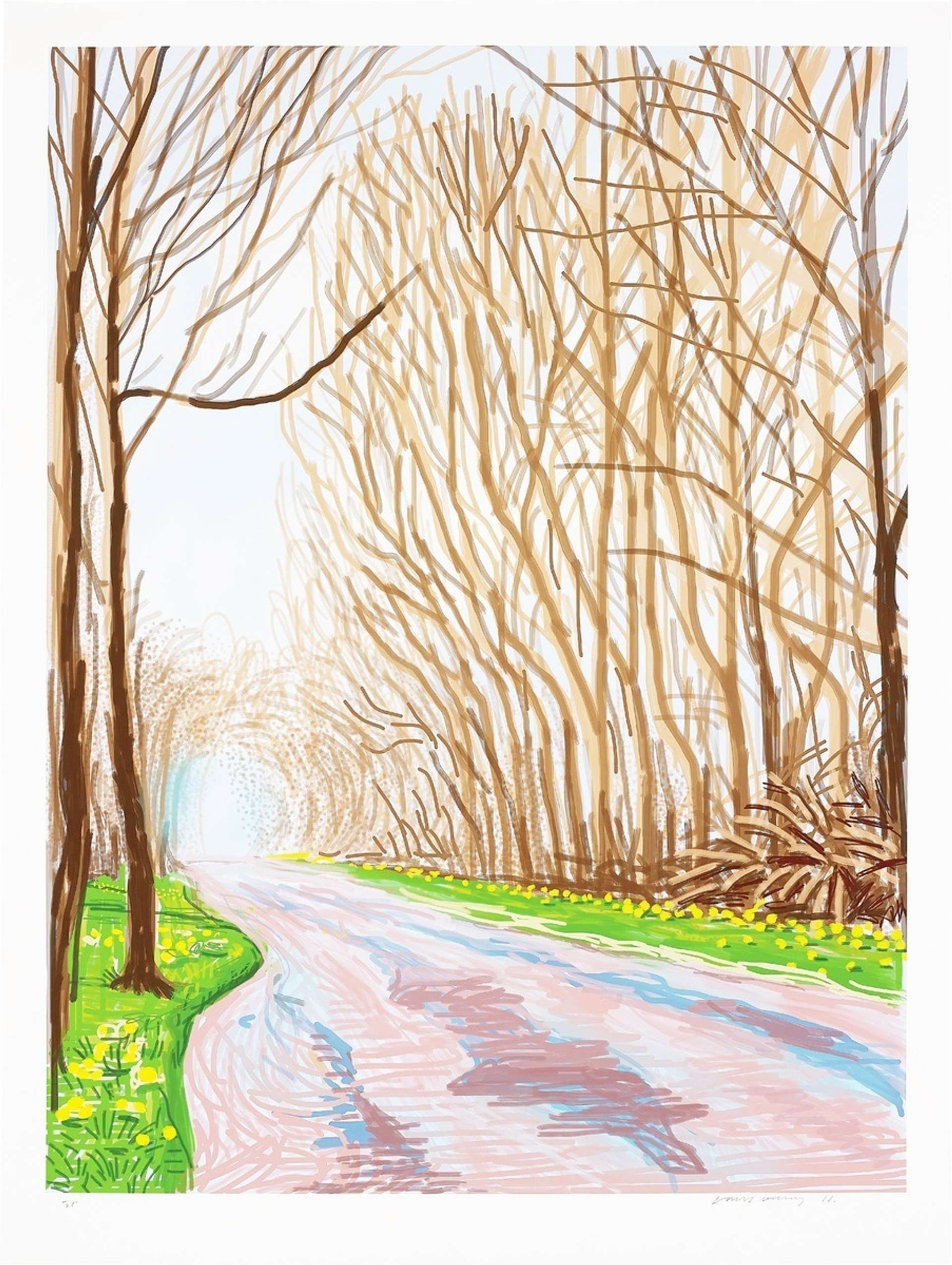 The Arrival Of Spring In Woldgate East Yorkshire, 1st April 2011 by David Hockney