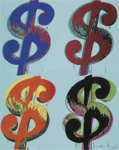Andy Warhol: Dollar Sign Quad (F. & S. II.281) - Signed Print