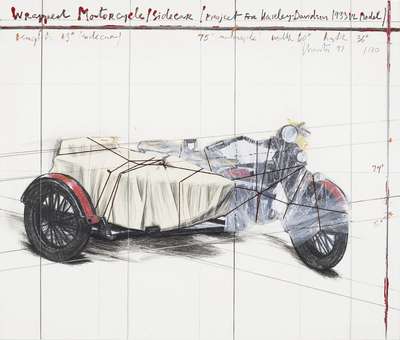 Wrapped Motorcycle/Sidecar - Signed Print by Christo 1997 - MyArtBroker