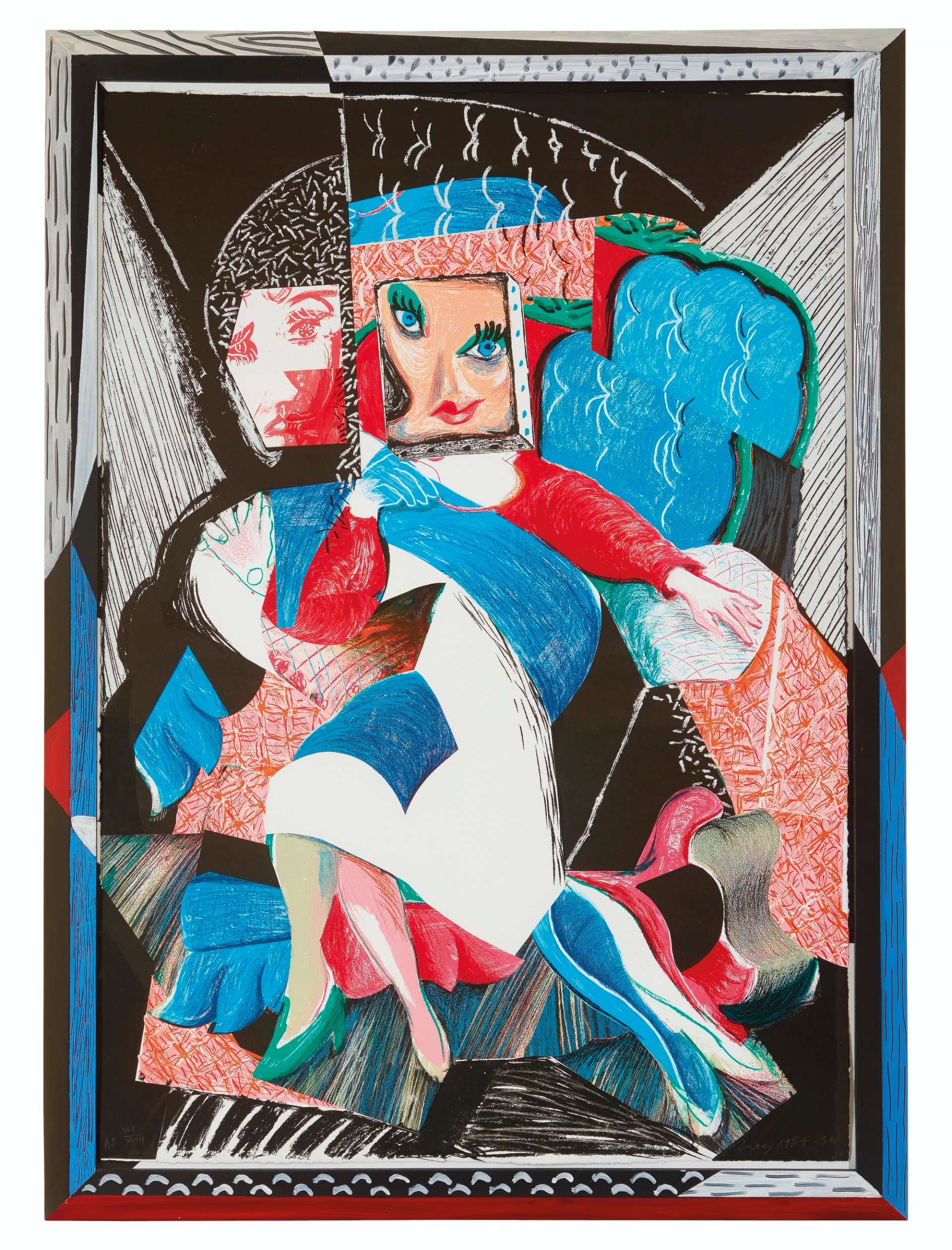 David Hockney's An Image Of Celia. A photographic print of a Cubist style 