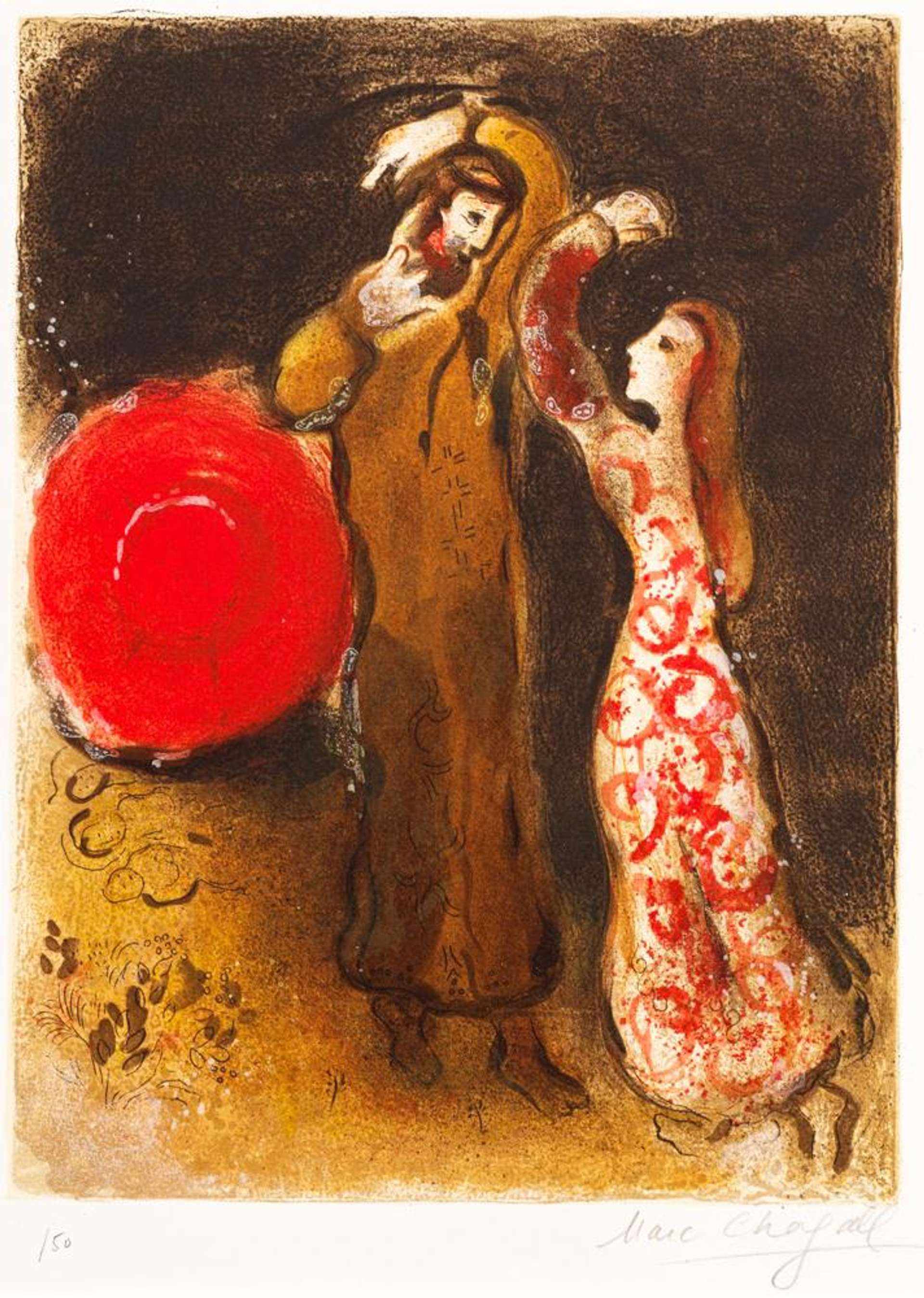 Marc Chagall: Rencontre De Ruth Et De Booz - Signed Print