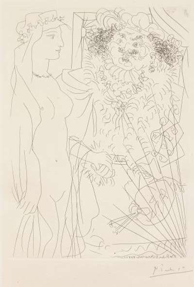 Rembrandt Et Femme Au Voile (La Suite Vollard; Plate 36) - Signed Print by Pablo Picasso 1934 - MyArtBroker