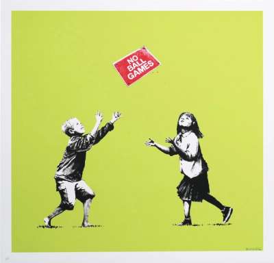 Banksy: No Ball Games (green) - Signed Print