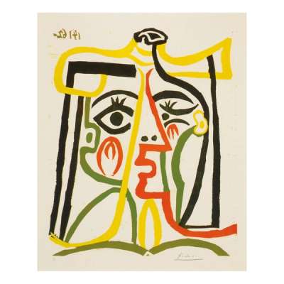 Portrait De Jacqueline Au Chapeau De Paille - Signed Print by Pablo Picasso 1962 - MyArtBroker