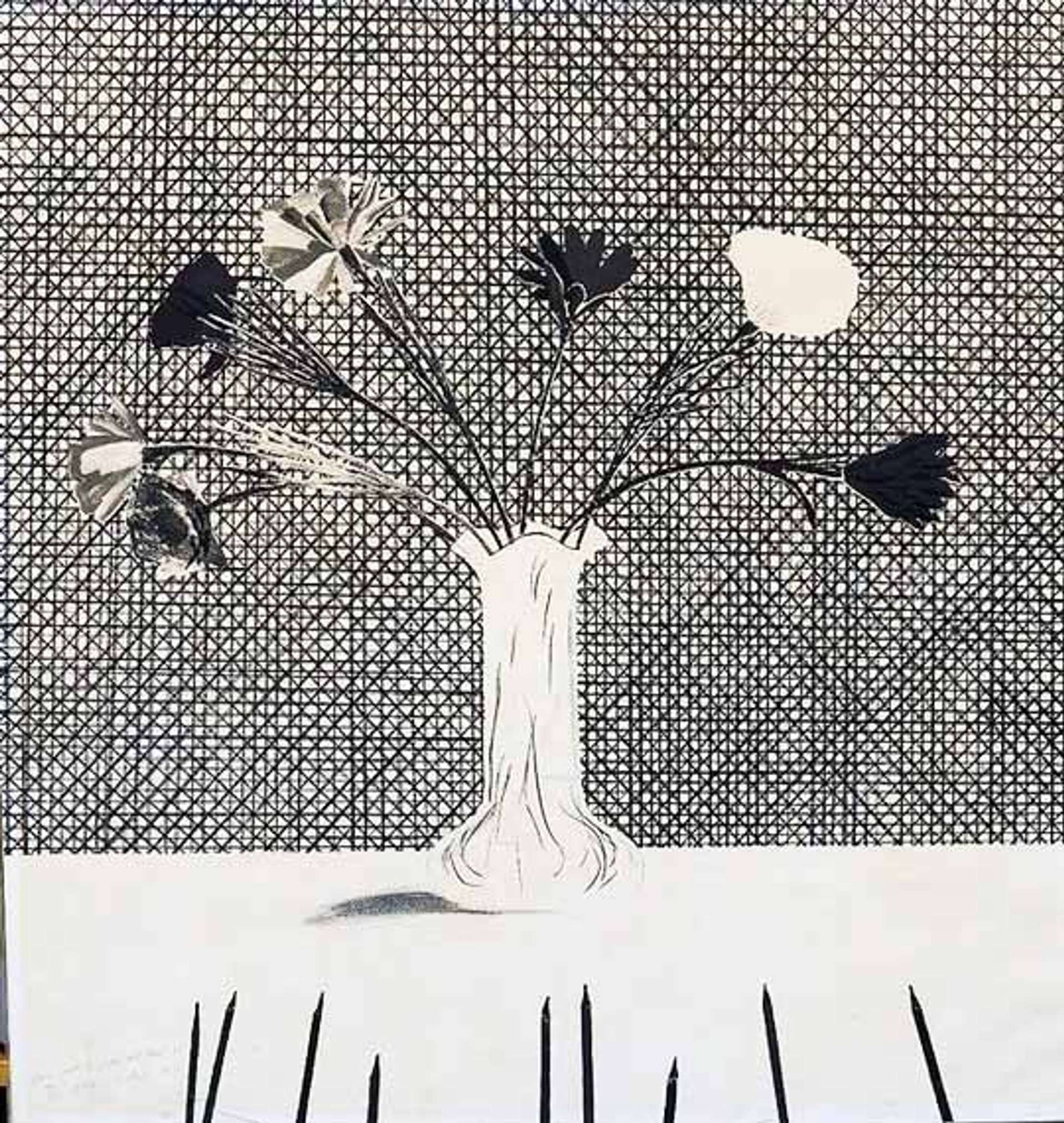 Flowers Made Of Paper And Black Ink by David Hockney
