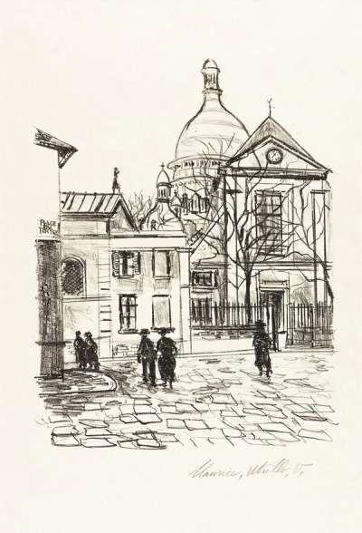 Montmartre, Place Du Têrtre Et Du Sacre Couer - Signed Print by Maurice Utrillo 1920 - MyArtBroker