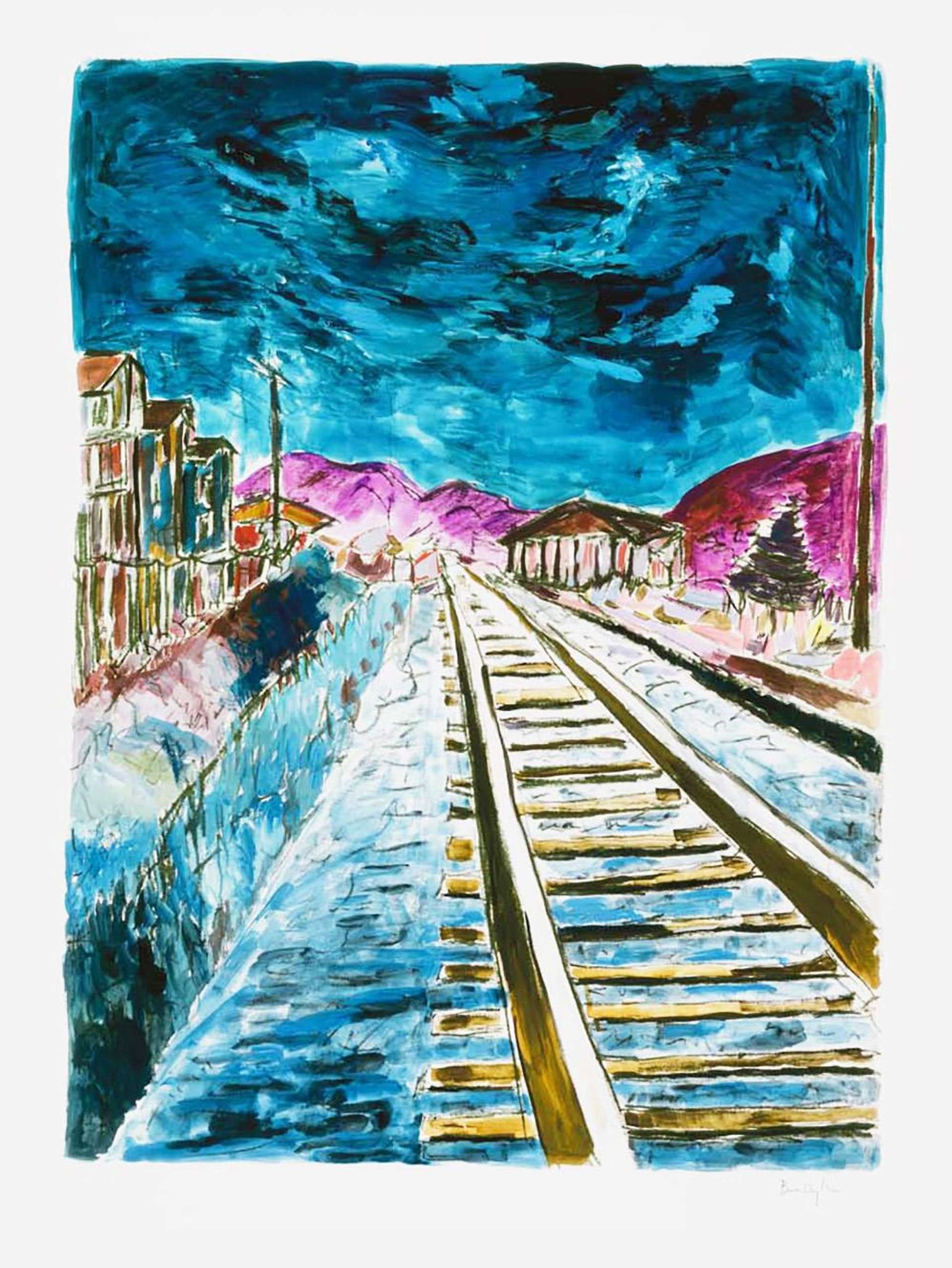 Train Tracks Blue (2020) - Signed Print by Bob Dylan 2020 - MyArtBroker