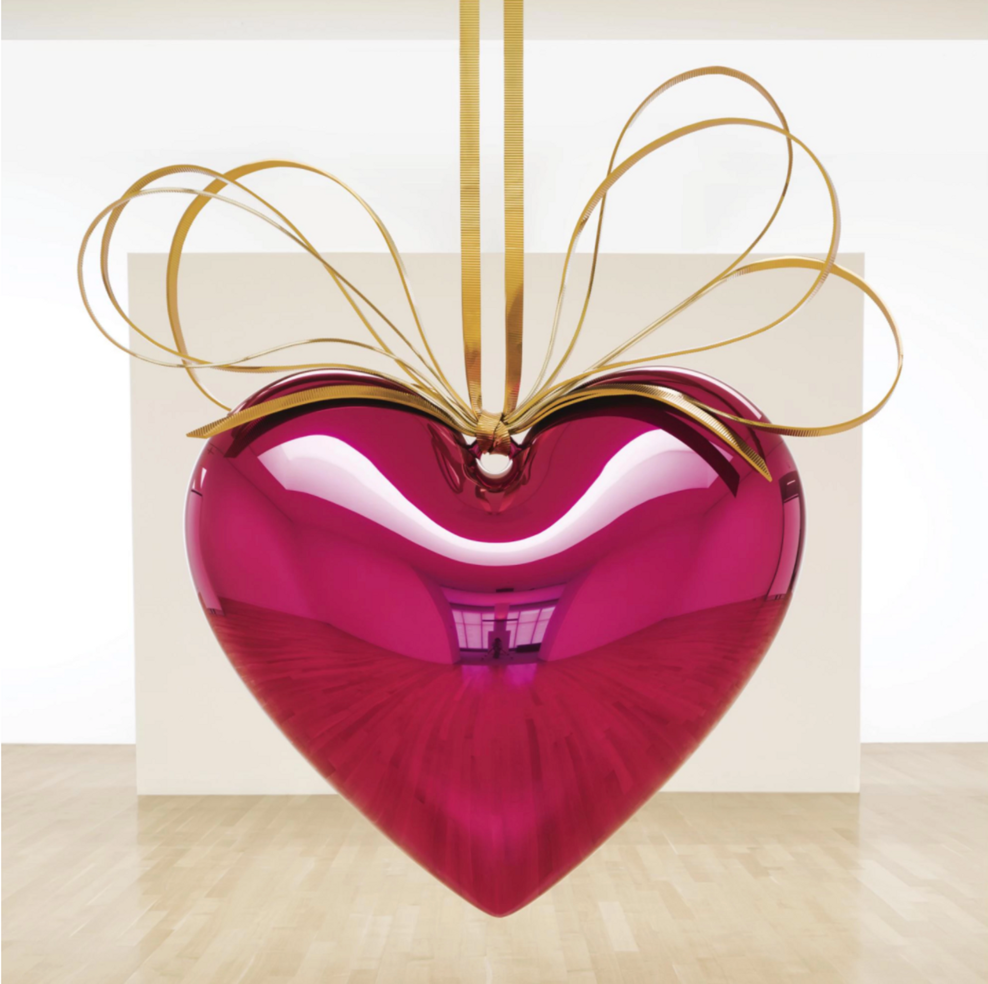 Hanging Heart (Magenta/Gold) by Jeff Koons