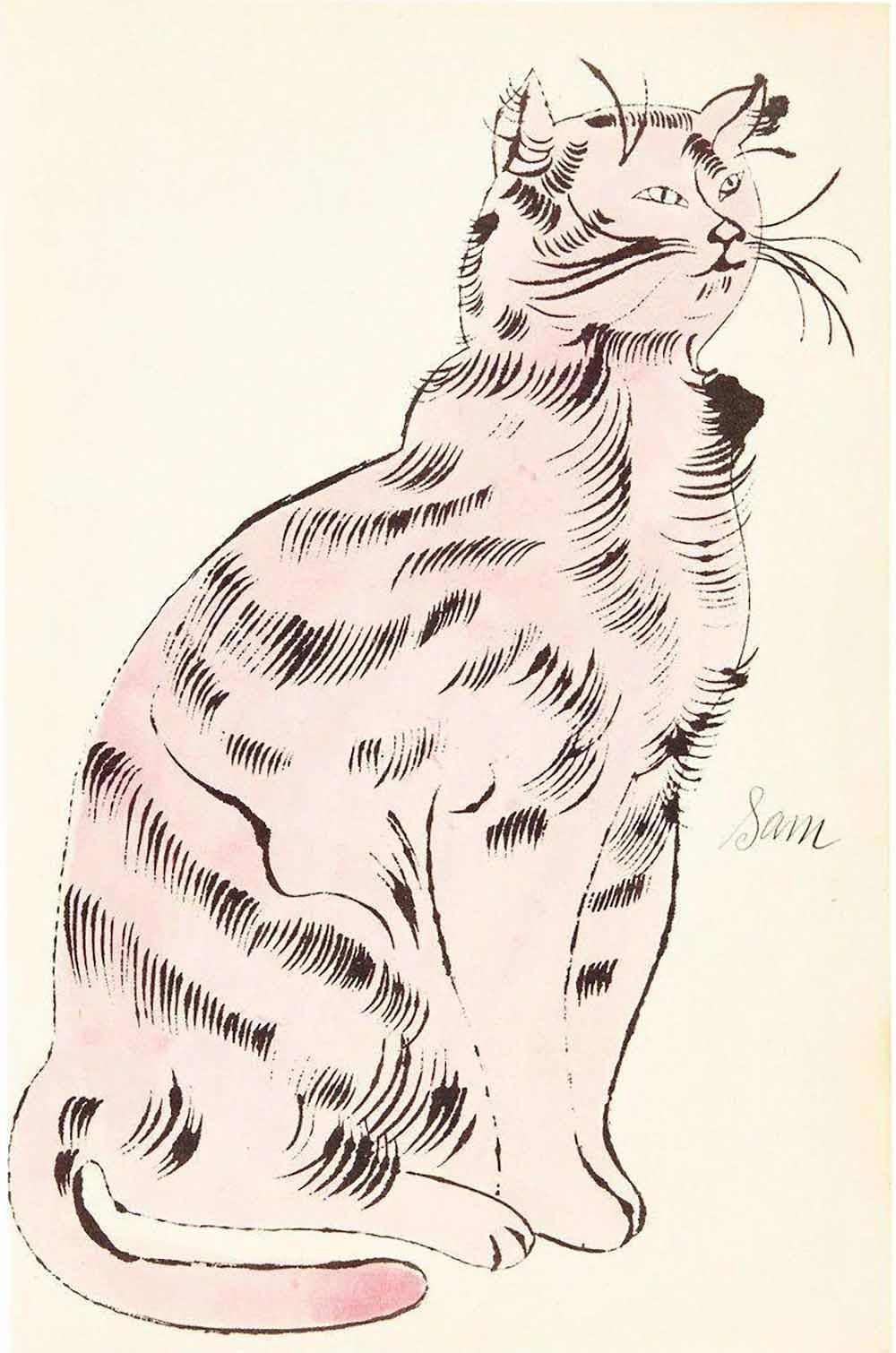 【模写】【限定100部・証明書付】Andy Warhol「Sam」猫のリトグラフ 世界100部限定】 アンディ ウォーホル 海外販売証明書付