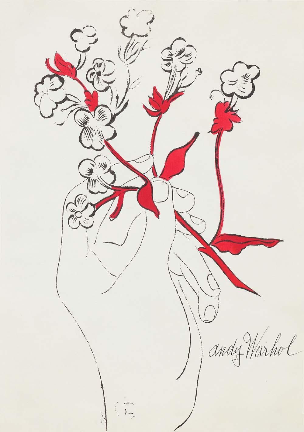 Hand And Flowers Unsigned Print by Andy Warhol | MyArtBroker
