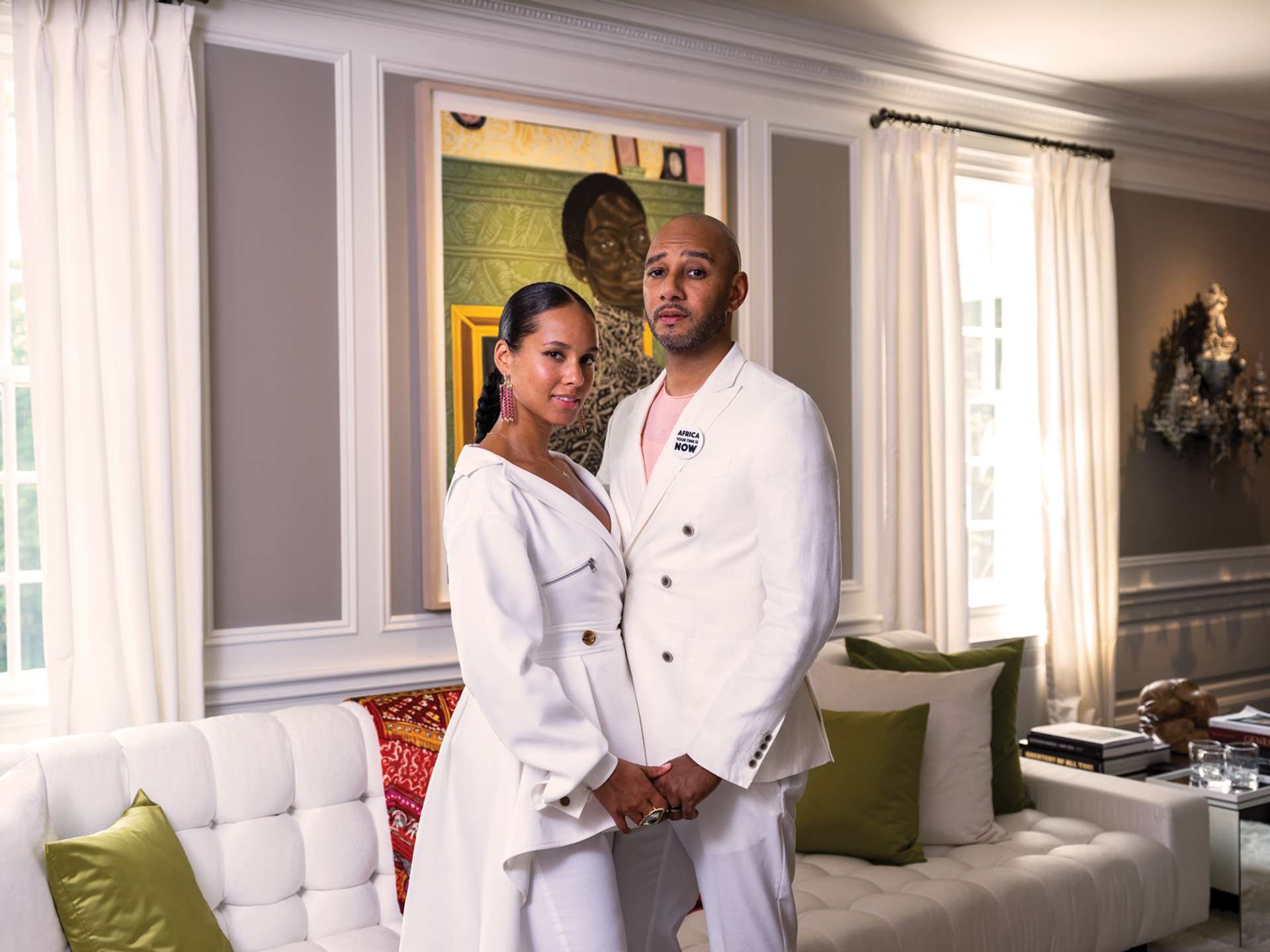 Alicia Keys and Kasseem “Swizz Beatz” Dean photographed in their home in Englewood, New Jersey