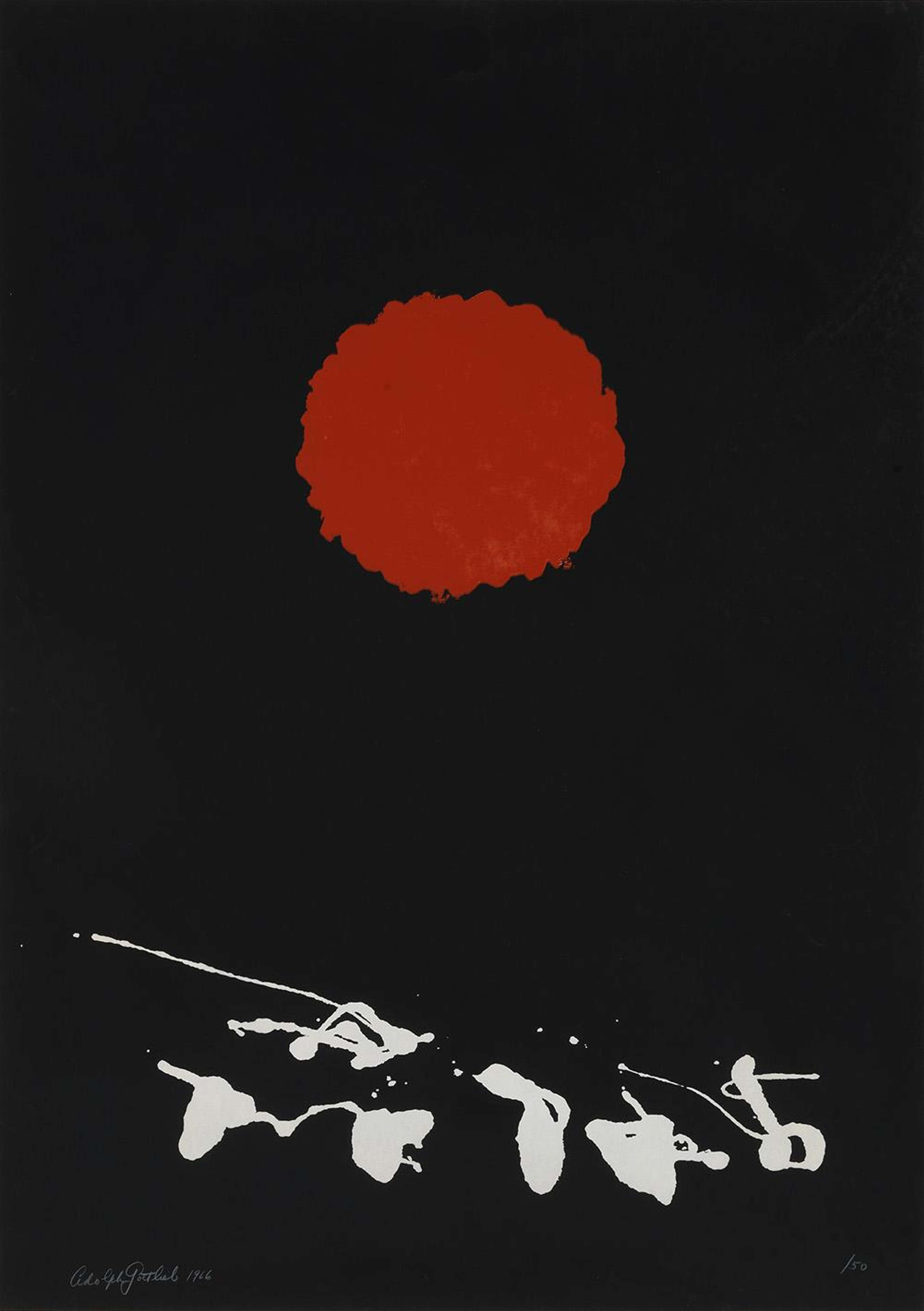 Black Ground, Red Disc - Signed Print by Adolph Gottlieb 1966 - MyArtBroker