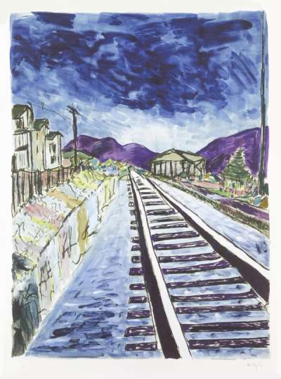 Train Tracks Blue (2013) - Signed Print by Bob Dylan 2013 - MyArtBroker