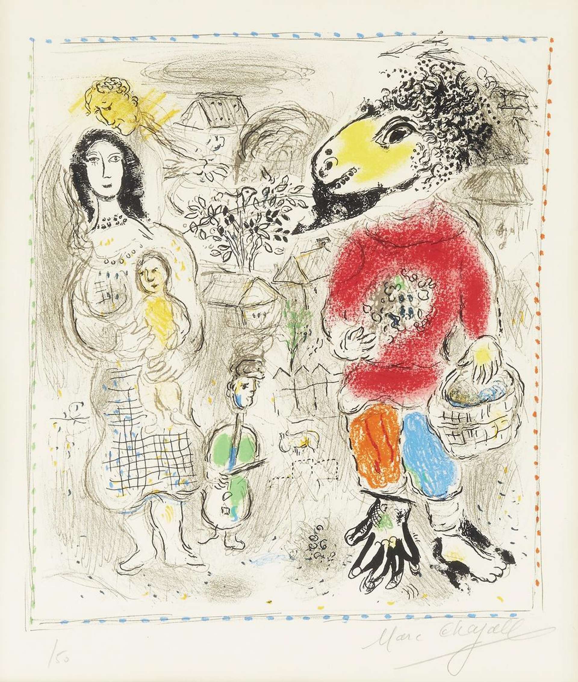 Marc Chagall: Petit Paysans II - Signed Print