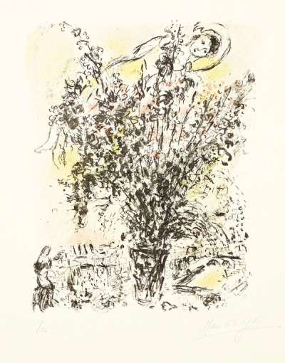 Marc Chagall: Le Bouquet De Paris - Signed Print