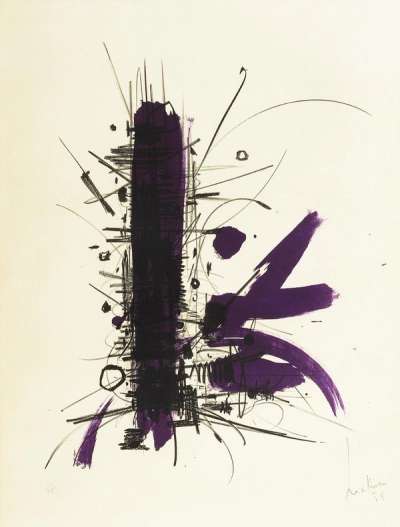 Composition En Noir Et Violet - Signed Print by Georges Mathieu 1958 - MyArtBroker
