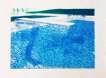 Lithograph Of Water Made Of Thick And Thin Lines, A Green Wash, A Light Blue Wash, And A Dark Blue Wash - Signed Print
