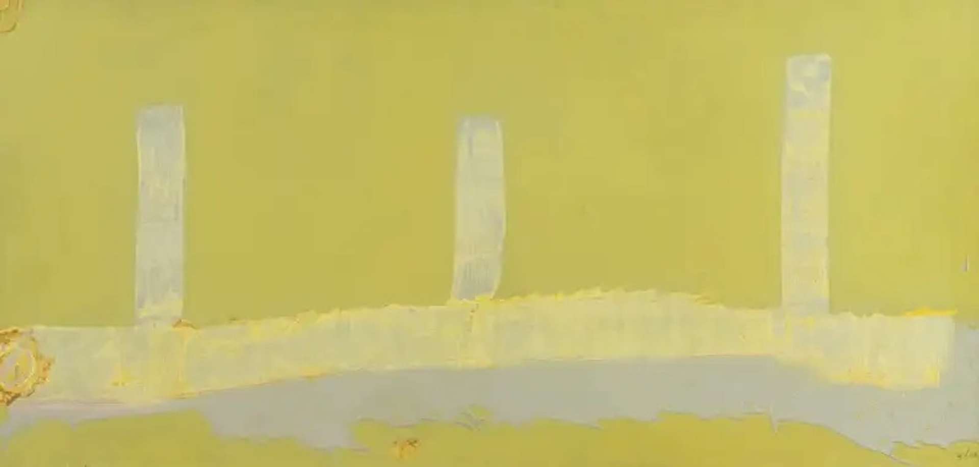 Helen Frankenthaler’s Hermes. An abstract expressionist relief print of an abstract yellow landscape.