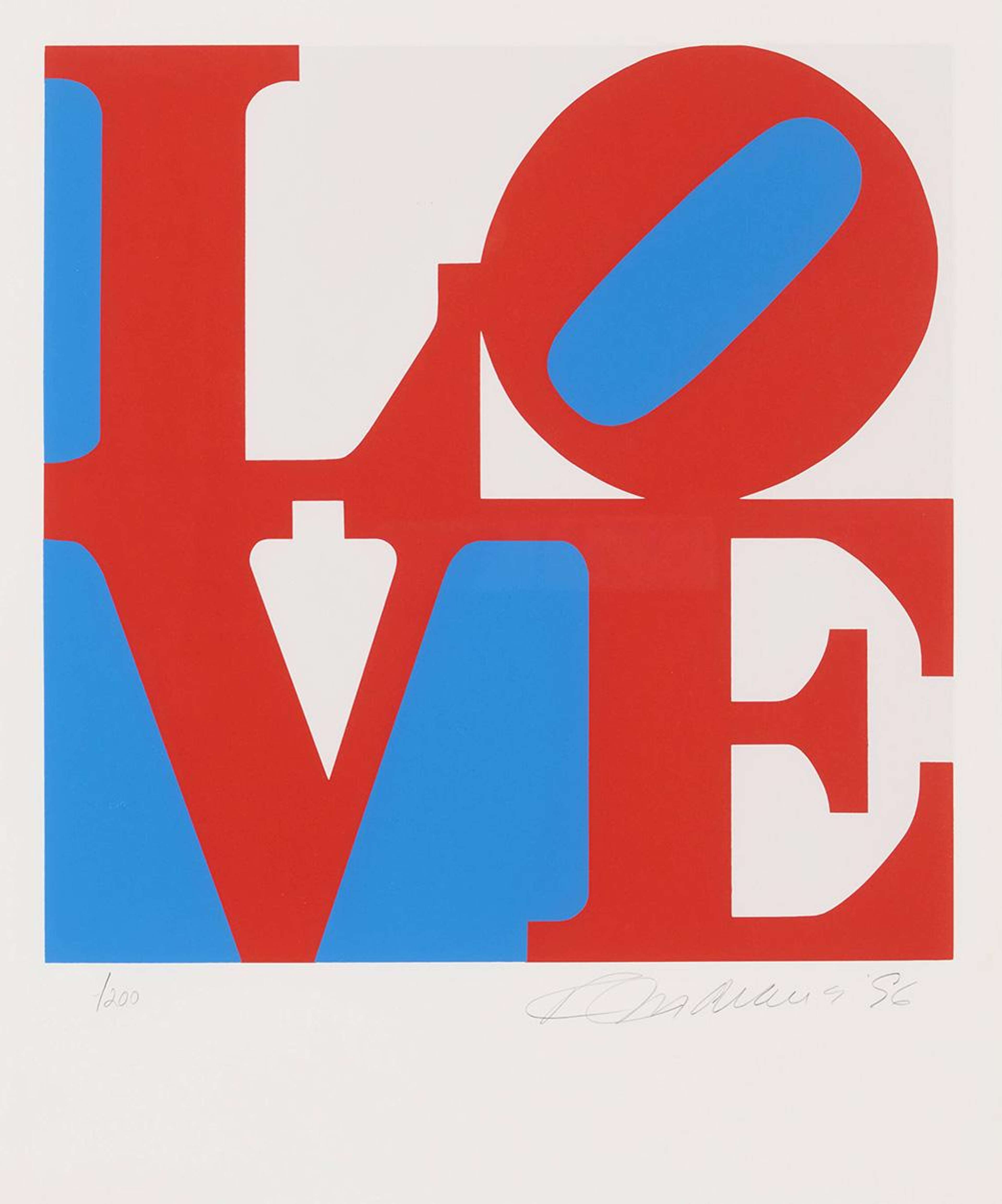 The Book Of Love (red, blue and white) - Signed Print by Robert Indiana 1996 - MyArtBroker