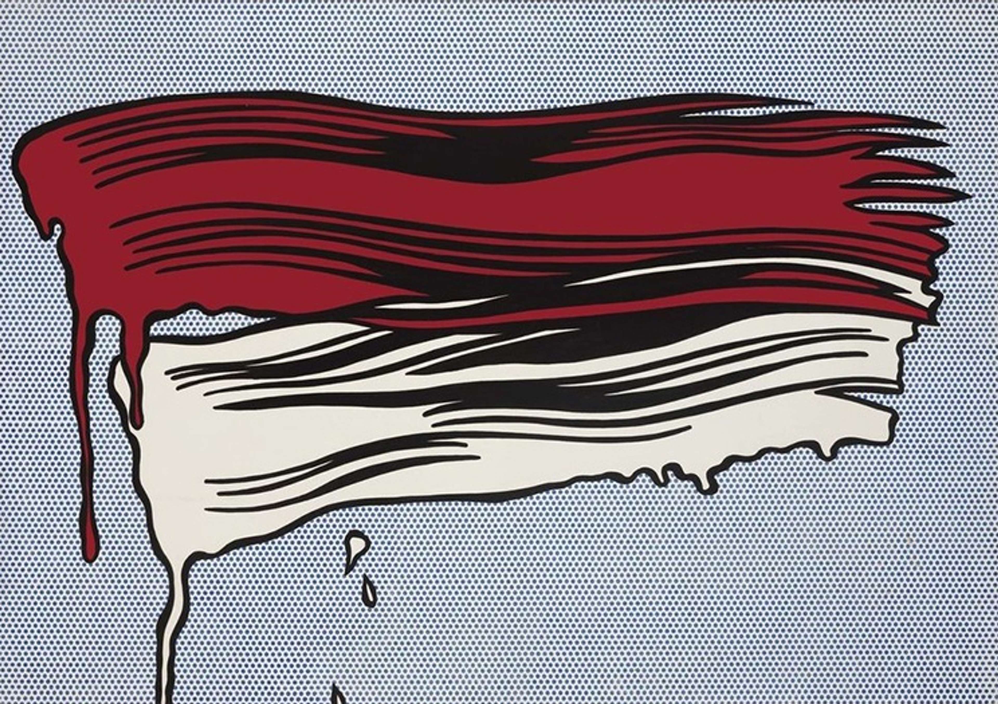 Red And White Brushstrokes by Roy Lichtenstein