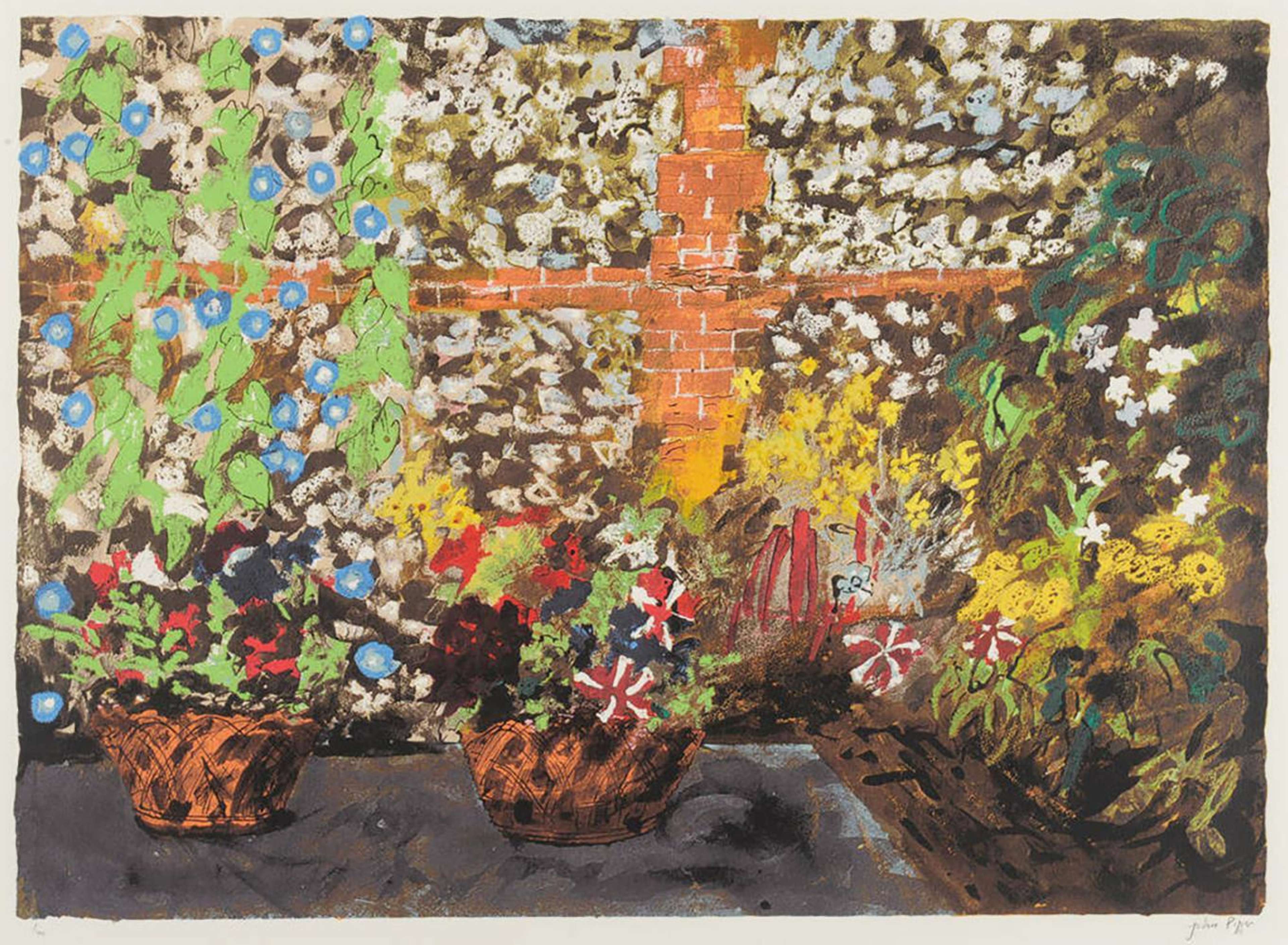 Terrace With Morning Glories - Signed Print by John Piper 1987 - MyArtBroker