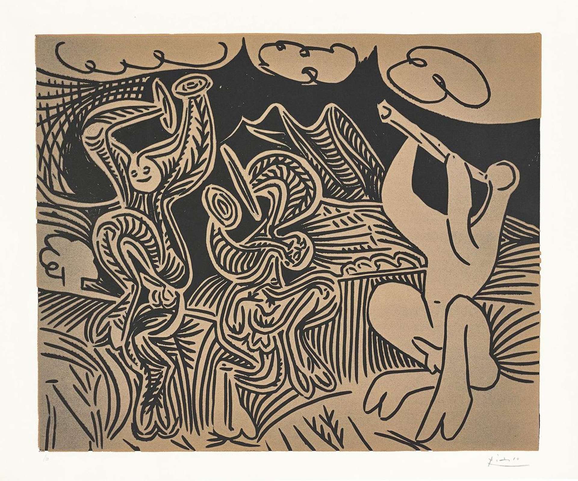 Bacchanale Flûtiste Et Danseurs Aux Cymbales - Signed Print by Pablo Picasso 1960 - MyArtBroker