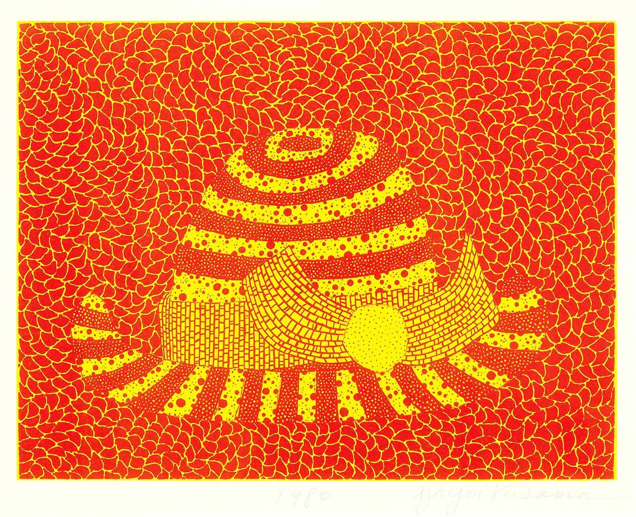 Yayoi Kusama Hat (orange) (Signed Print) 1984