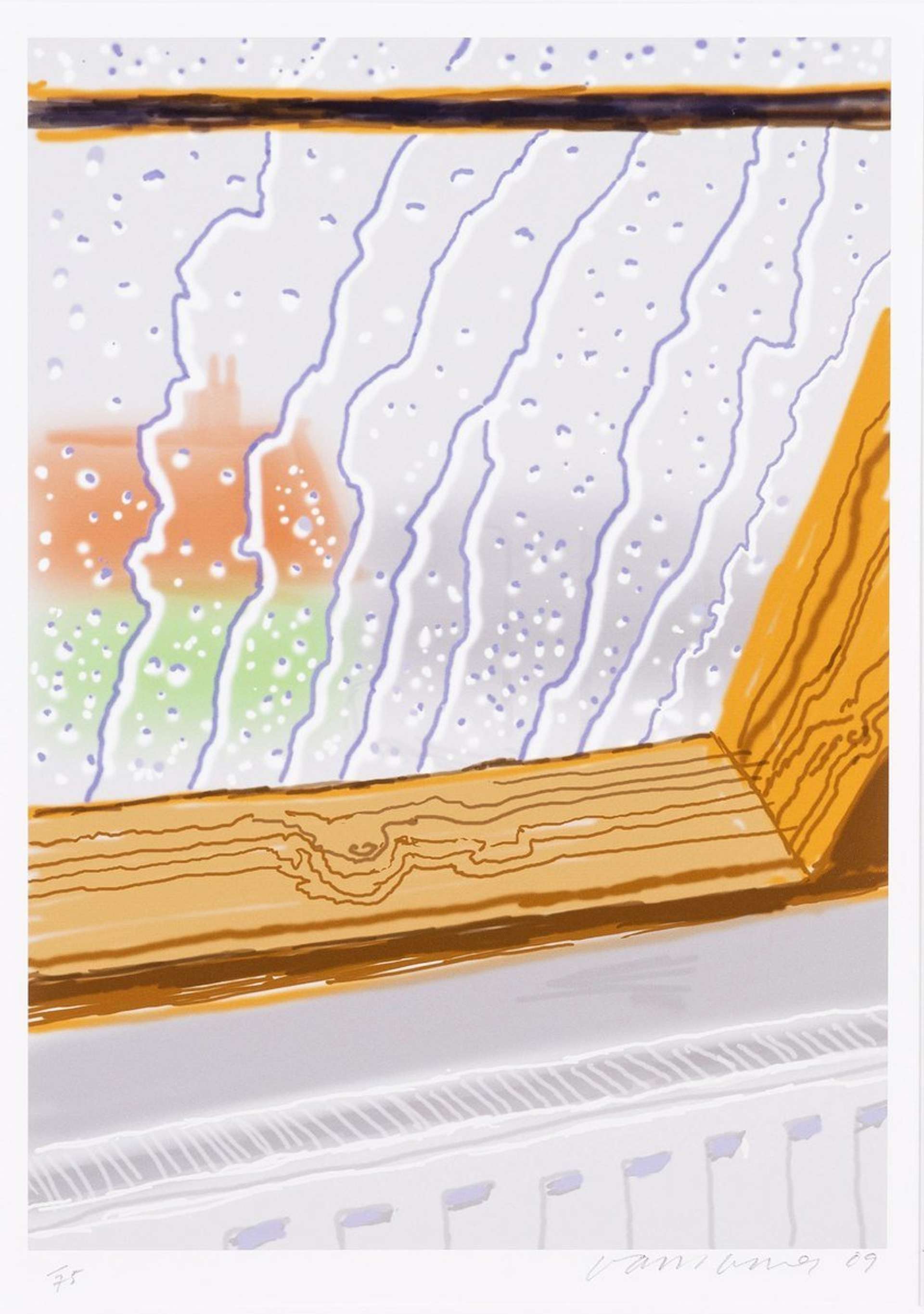 Rain On The Studio Window by David Hockney