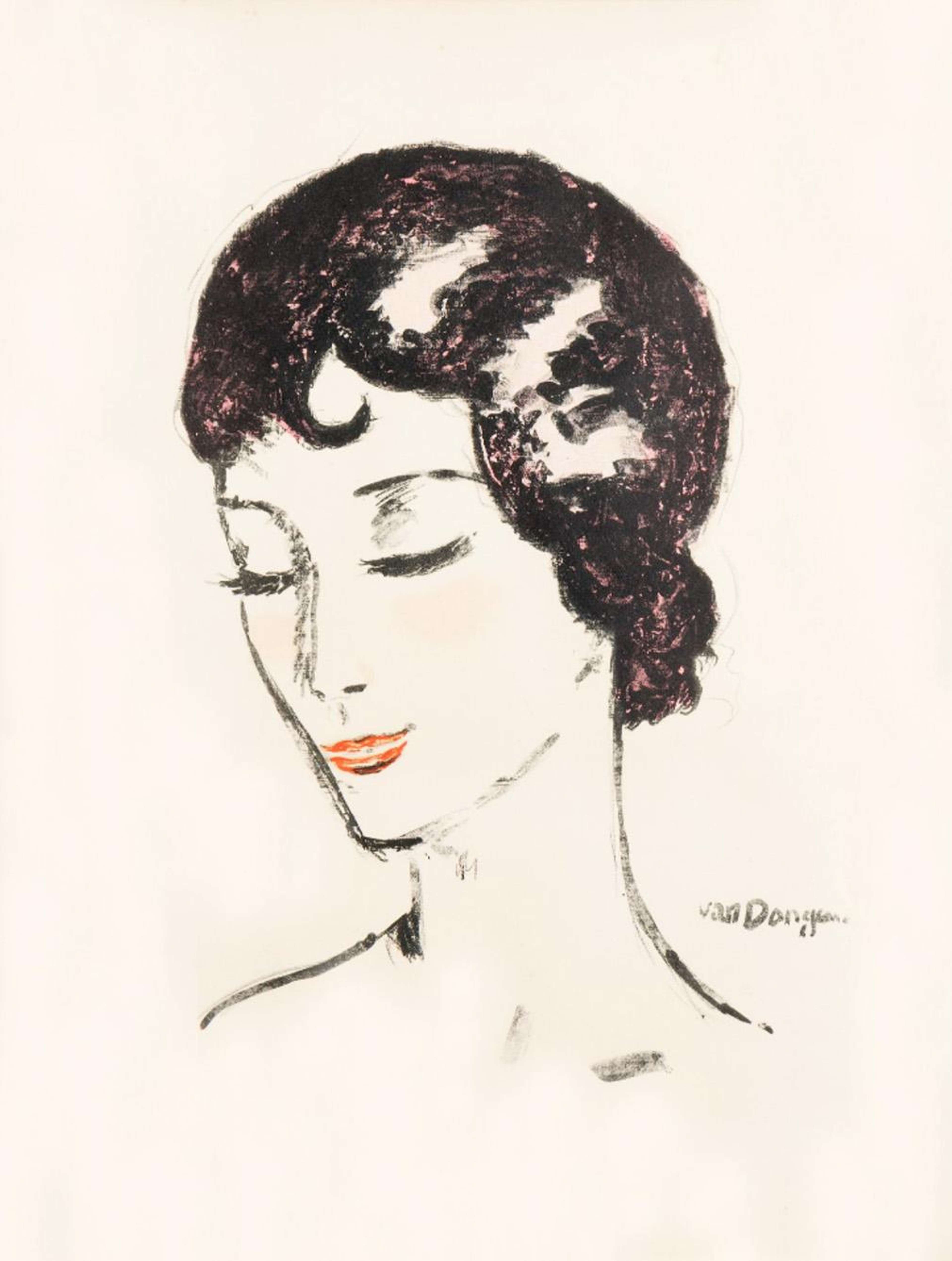 Jeune Fille Aux Yeux Baissés - Signed Print by Kees Van Dongen 1929 - MyArtBroker